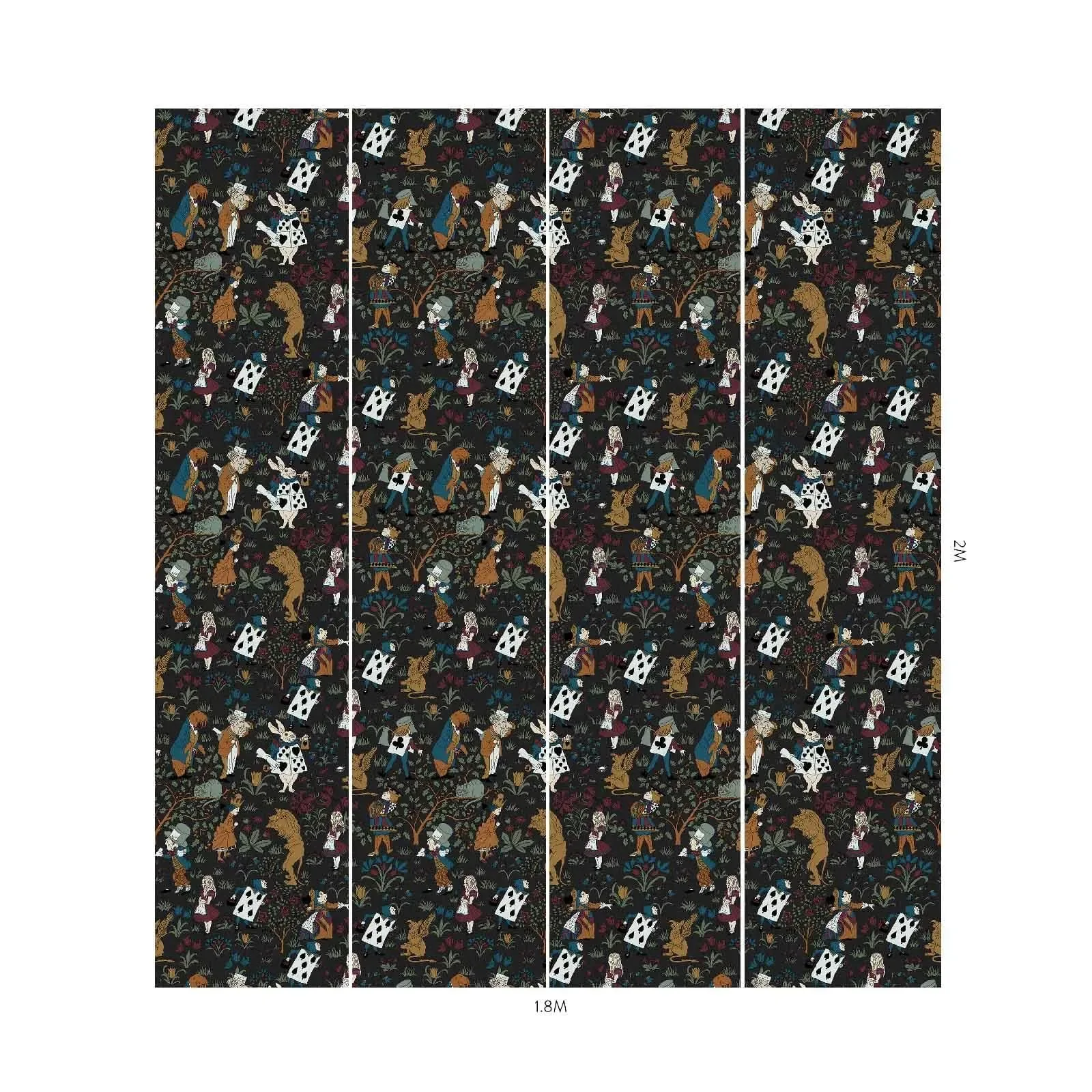 House of Hackney Alice In Wonderland wallpaper in Noir – SKU 1-WA-ALI-DI-NOI-XXX