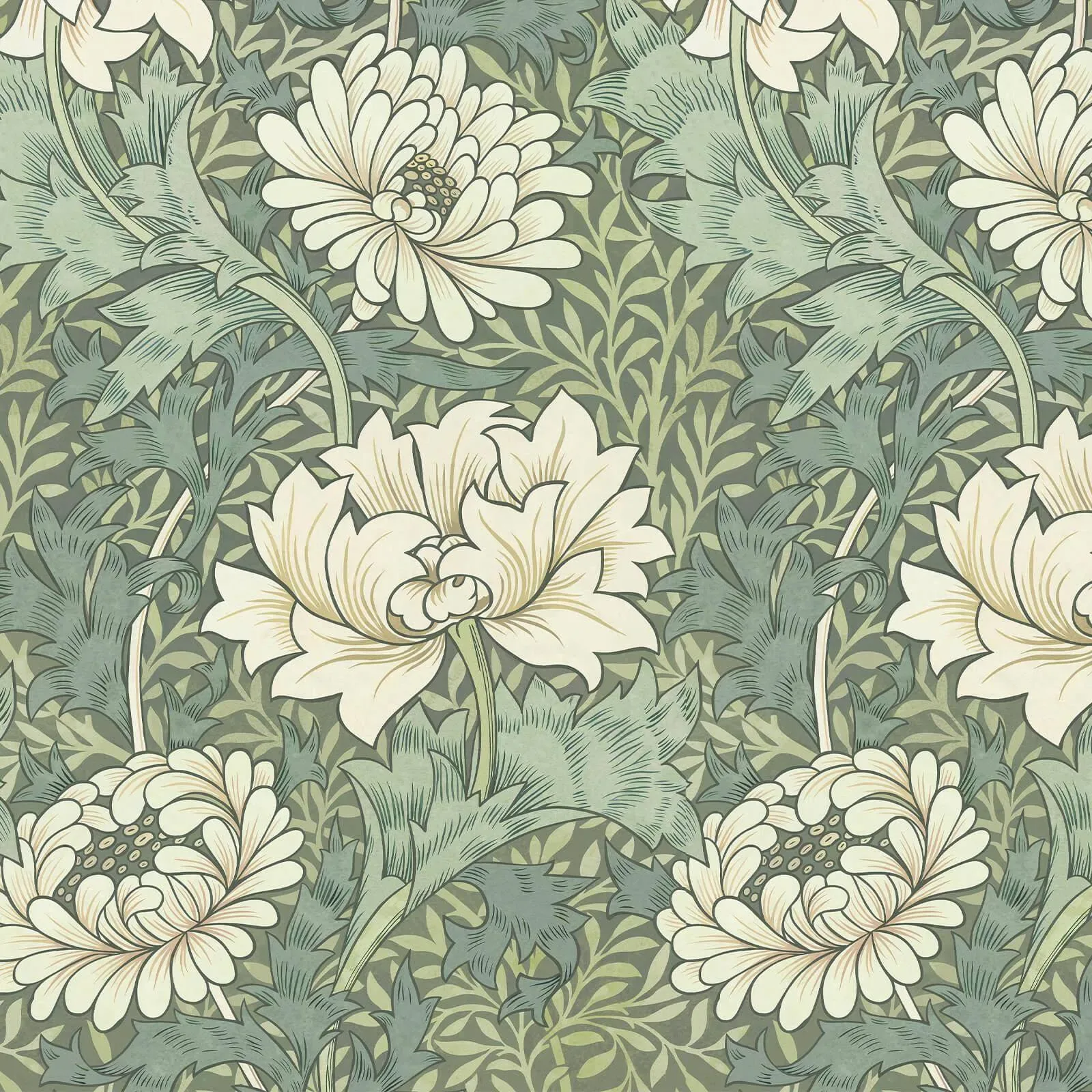 House of Hackney Chrysanthemum Magna wallpaper in Sap – SKU 1-WA-CHM-DI-SAP-XXX