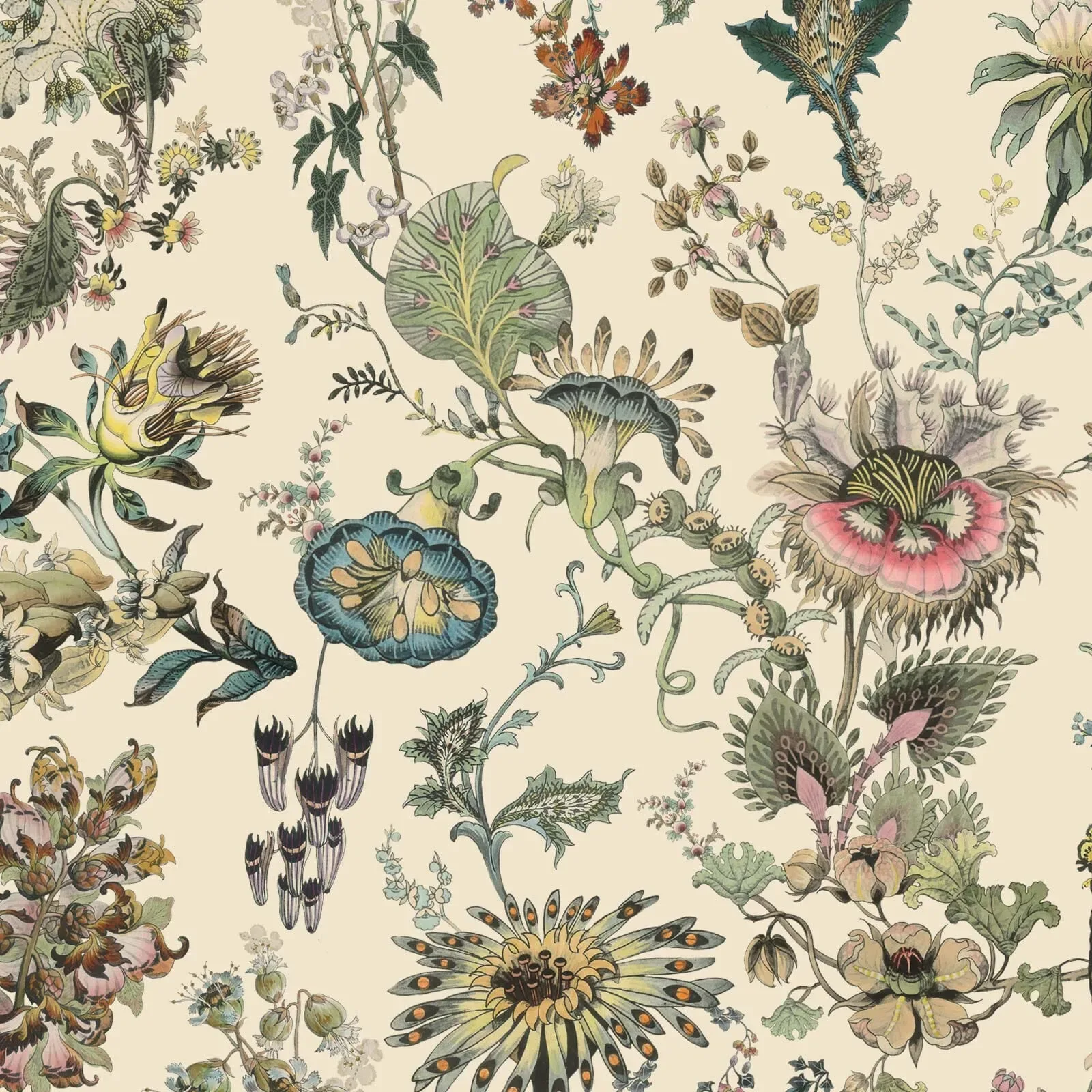 House of Hackney Flora Fantasia wallpaper in Ecru – SKU 1-WA-FLF-DI-ECR-XXX