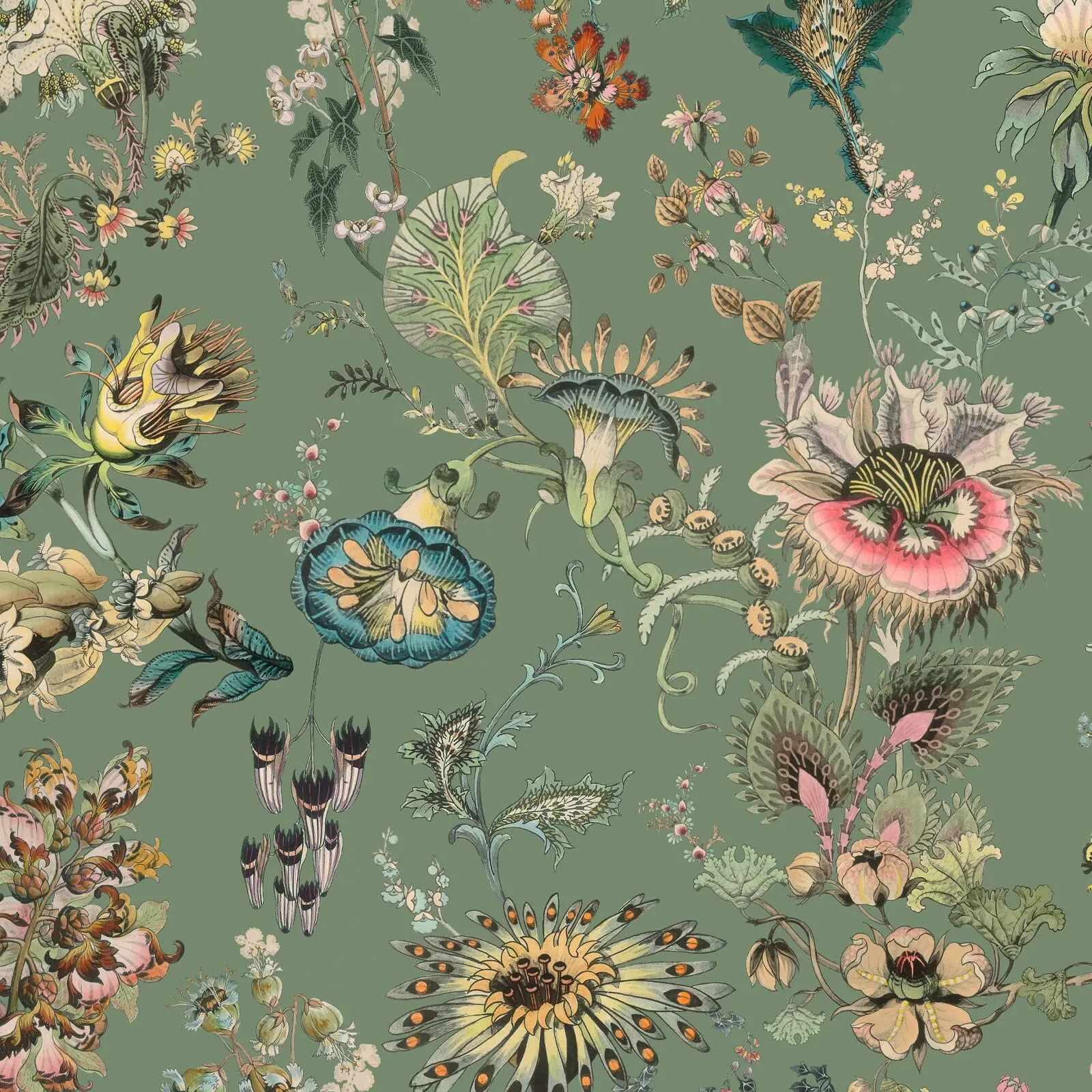 House of Hackney Flora Fantasia wallpaper in Verdigris – SKU 1-WA-FLF-DI-VER-XXX