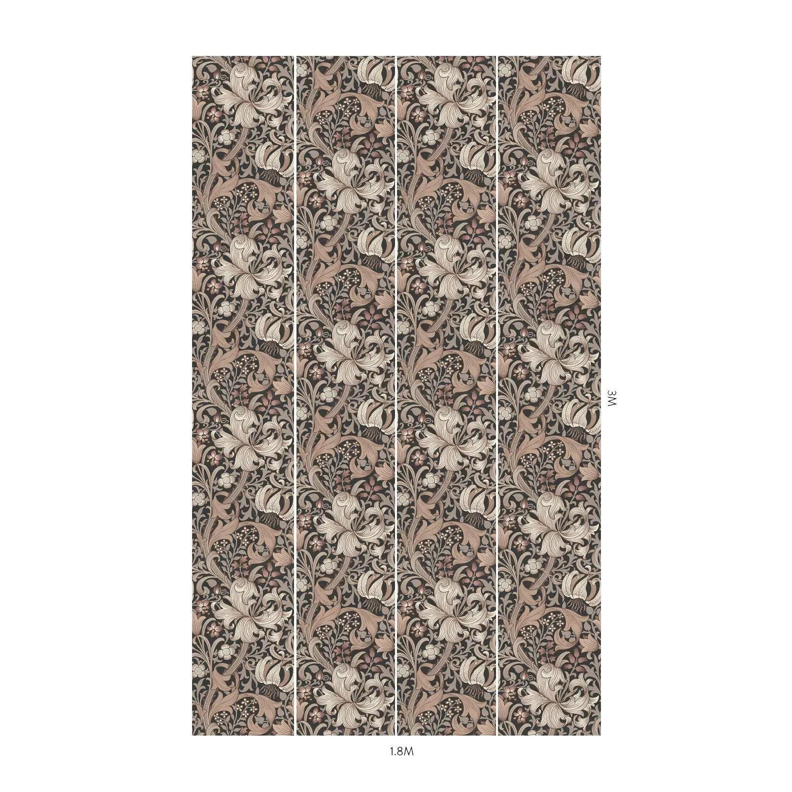 House of Hackney Golden Lily wallpaper in Black – SKU 1-WA-GOL-DI-BLK-XXX