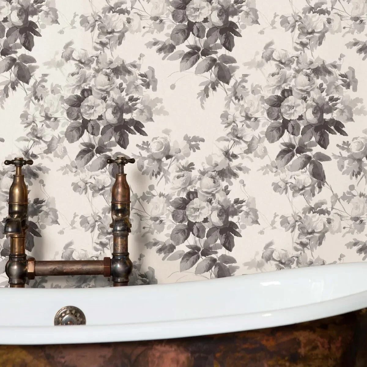 House of Hackney London Rose Wallpaper – Smoke Grey | Wallpaper Twins House of Hackney London Rose wallpaper in Smoke Grey – SKU 1-WA-LON-TR-GRY-XXX