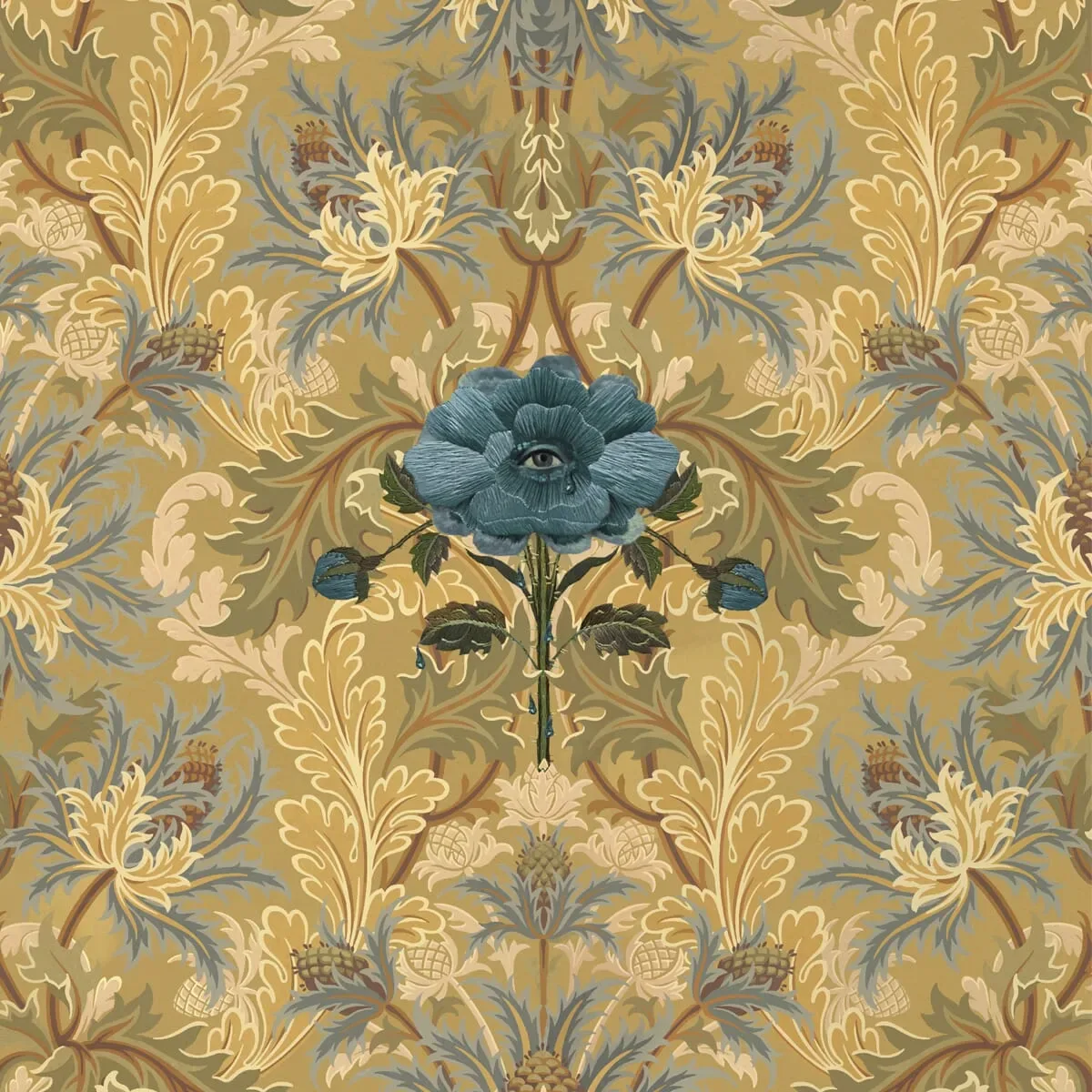 House of Hackney The Blue Rose Weeping wallpaper in Aurelian – SKU 1-WA-BRW-DI-AUO-XXX