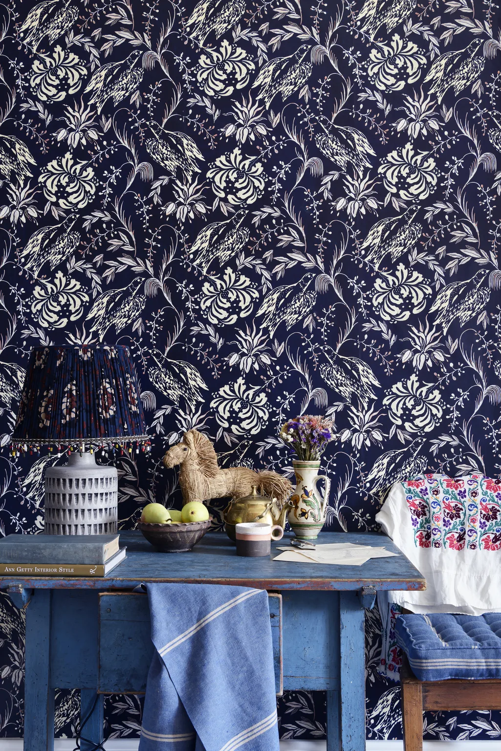 MINDTHEGAP FOLK EMBROIDERY Indigo wallpaper (WP30016)