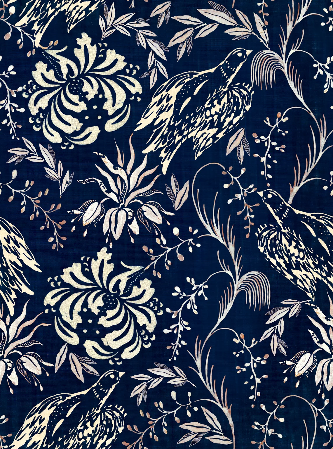 MINDTHEGAP FOLK EMBROIDERY Indigo wallpaper (WP30016)