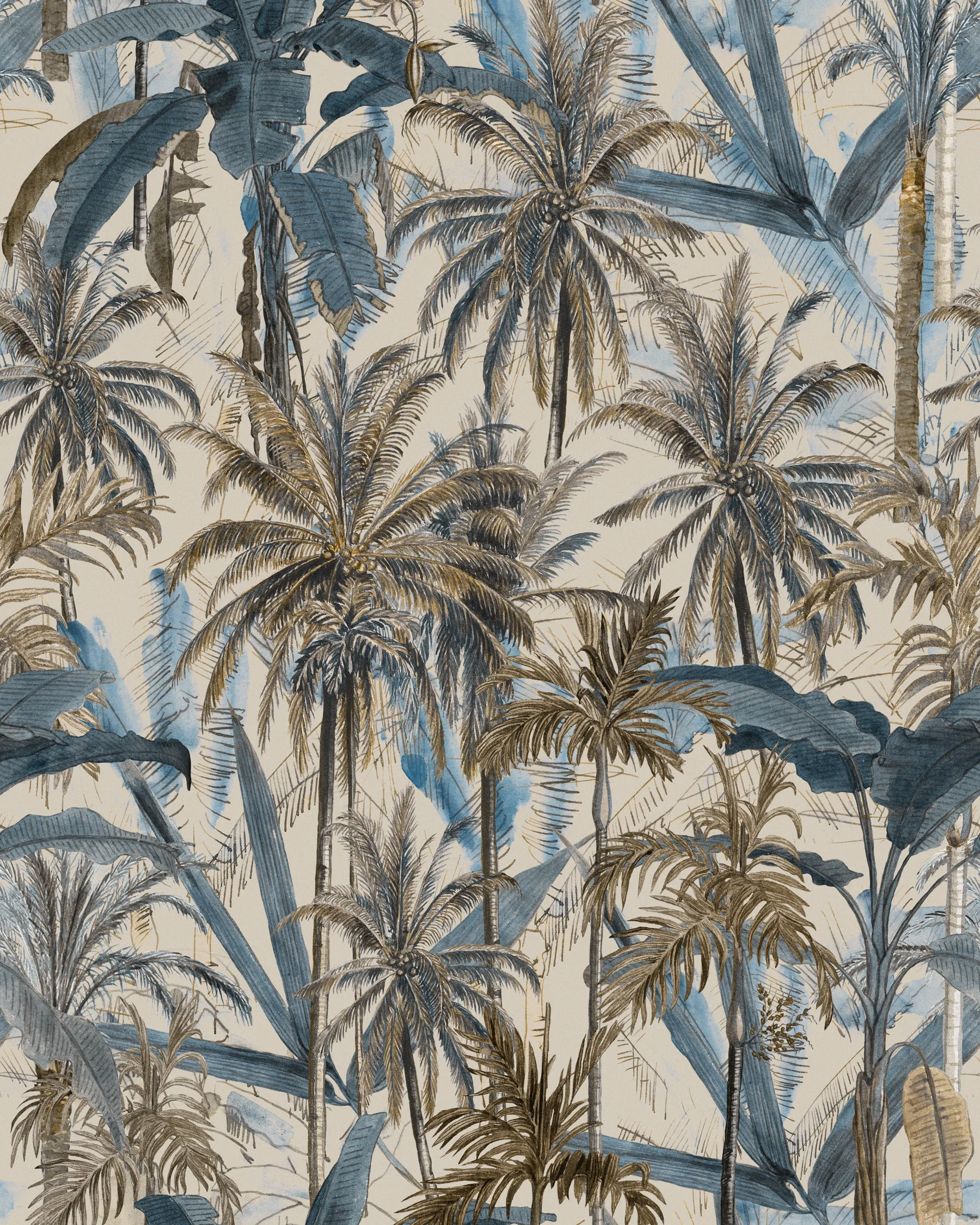 MINDTHEGAP THE JUNGLE Smoke Blue grasscloth wallpaper (WP20524-GC)