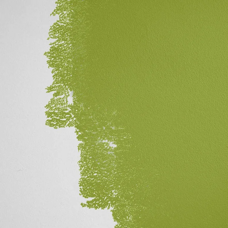 Schumacher Pretty Ugly paint swatch – vibrant, bold olive green