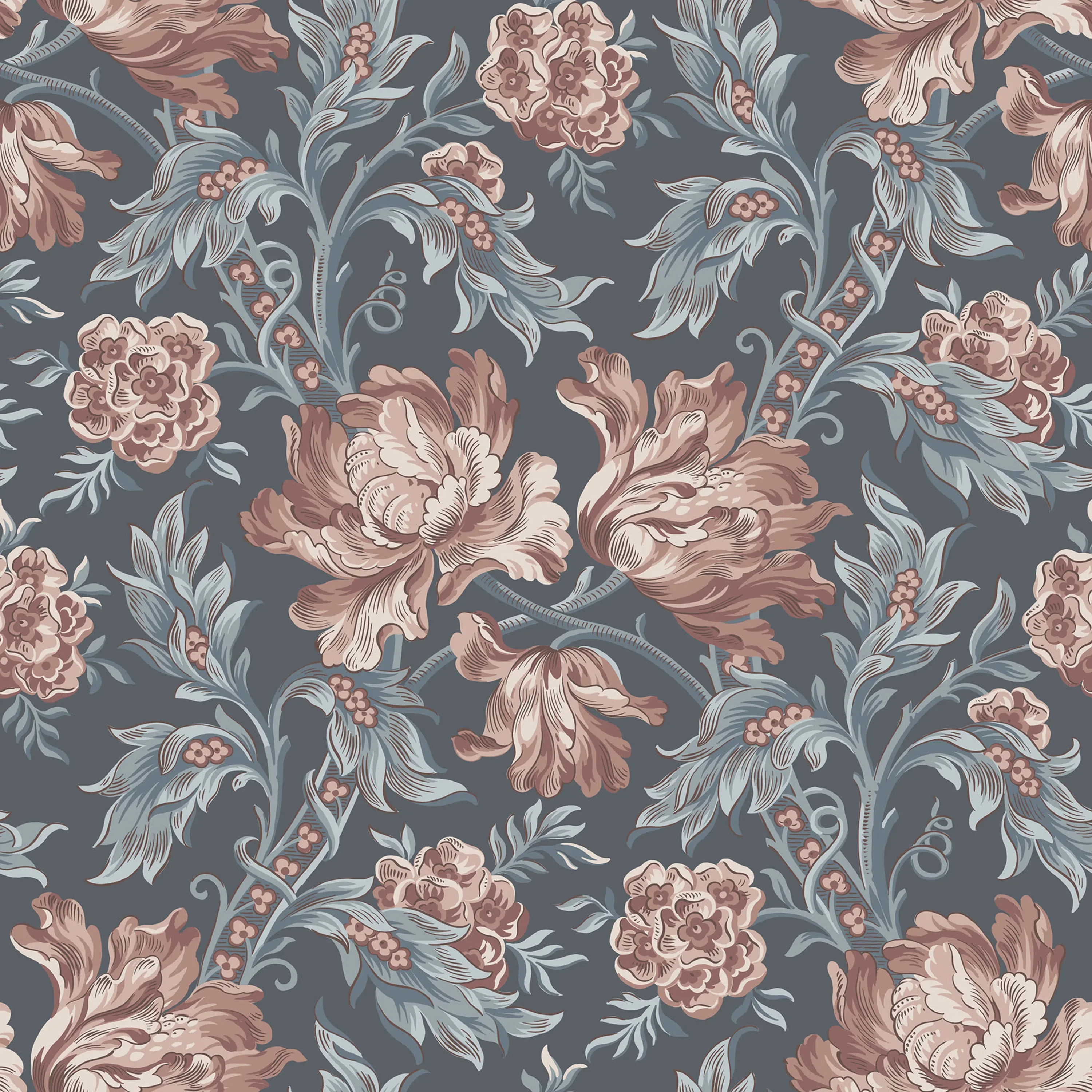 Sandberg Amelia in Indigo Blue wallpaper (S10253)