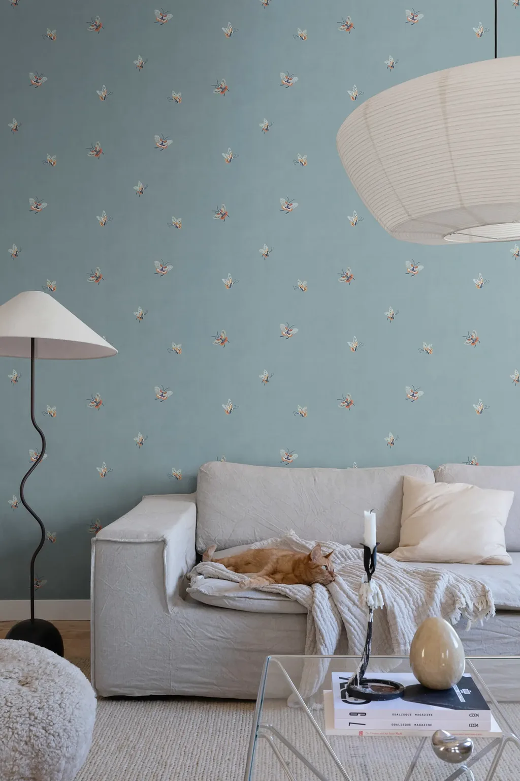 Sandberg Butterflies in Misty Blue wallpaper (S10448)
