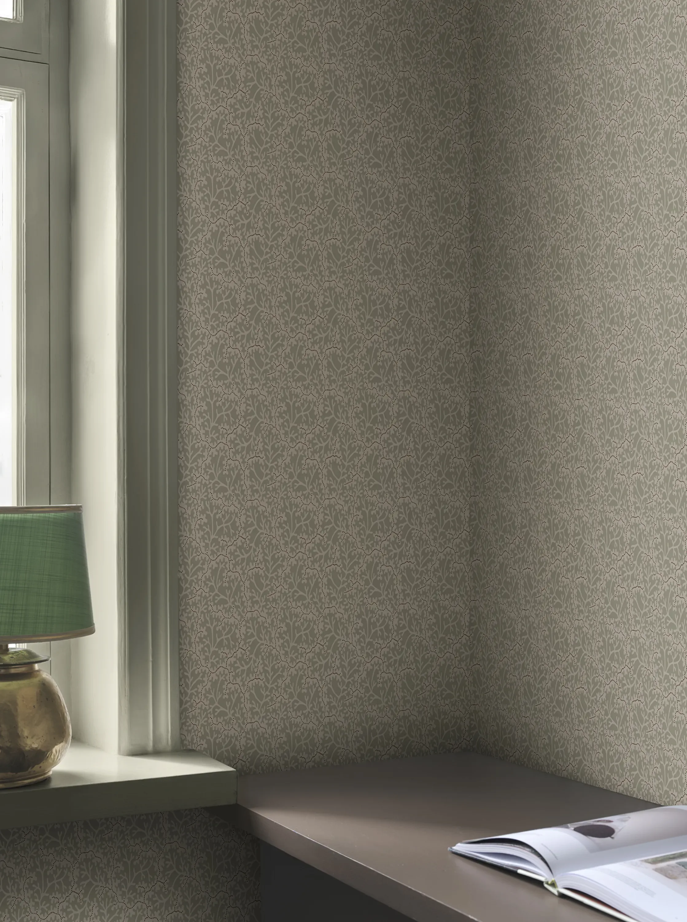 Sandberg Coral in Garden Green wallpaper (S10675)