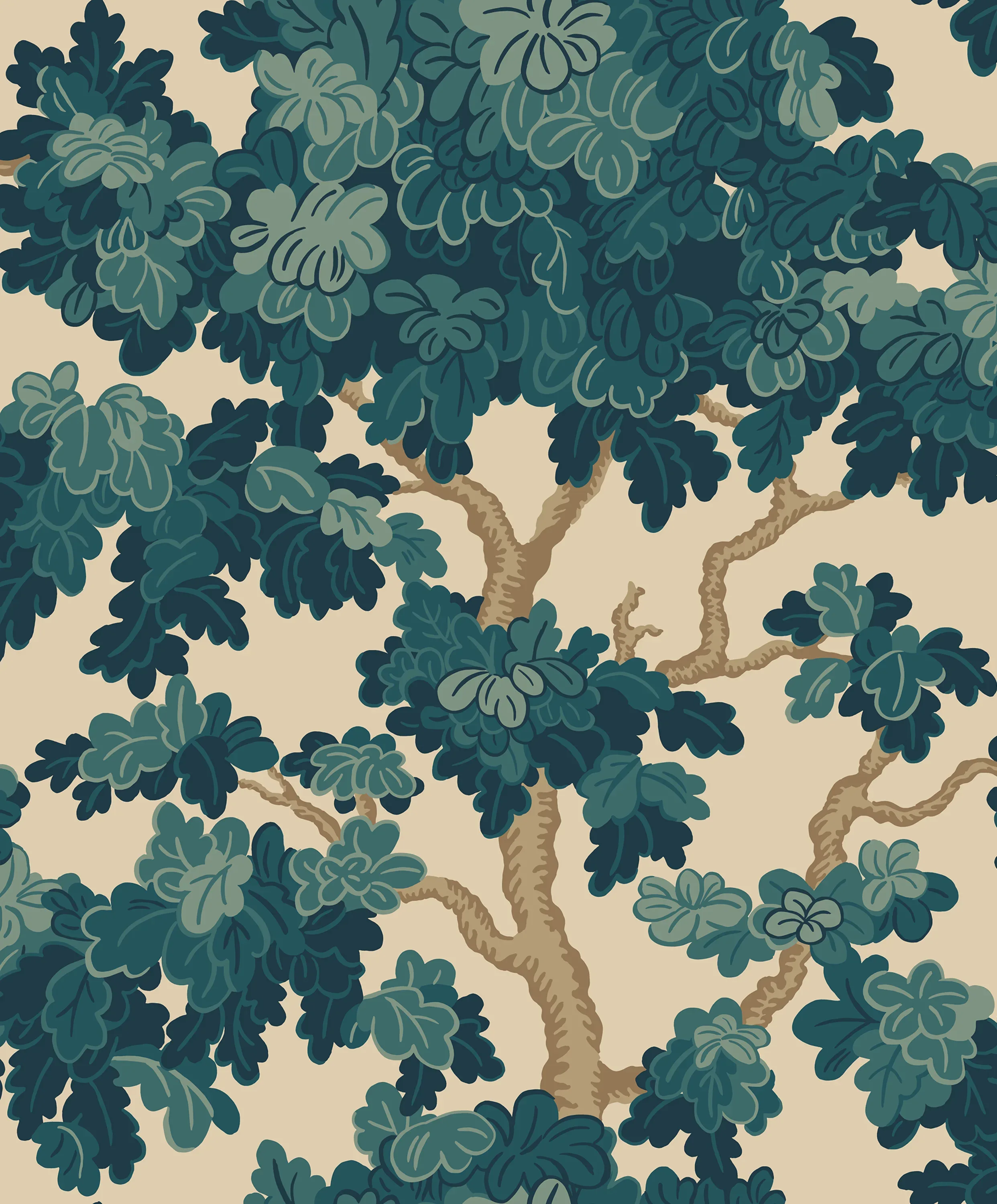 Sandberg Eken in Teal wallpaper (S10789)