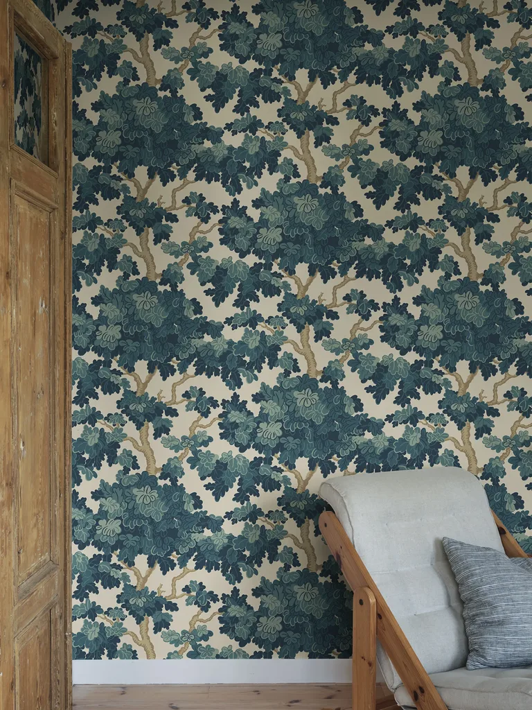 Sandberg Eken in Teal wallpaper (S10789)