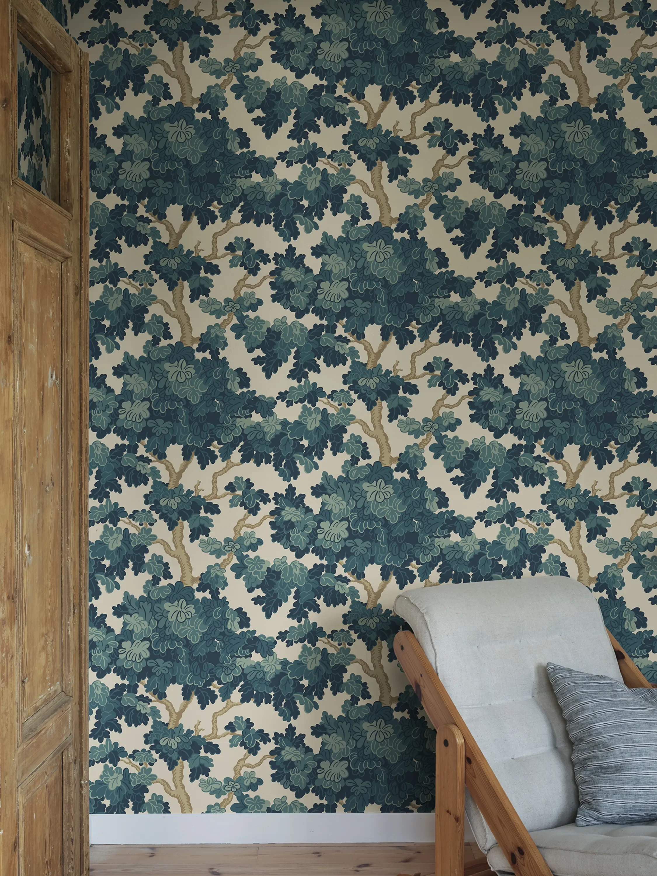 Sandberg Eken in Teal wallpaper (S10789)