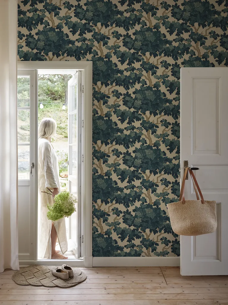 Sandberg Eken in Teal wallpaper (S10789)
