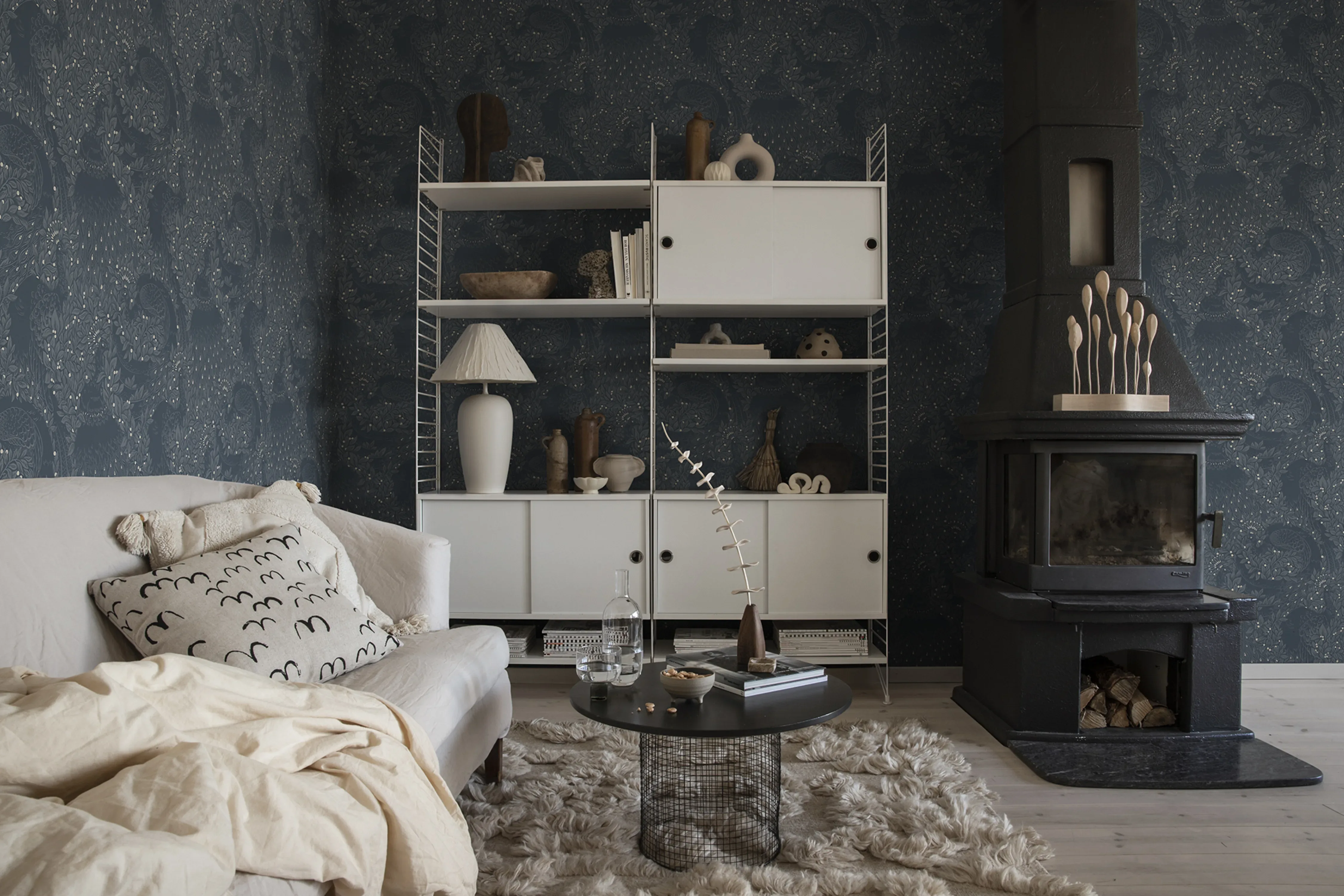 Sandberg Evelina in Indigo Blue wallpaper (S10126)