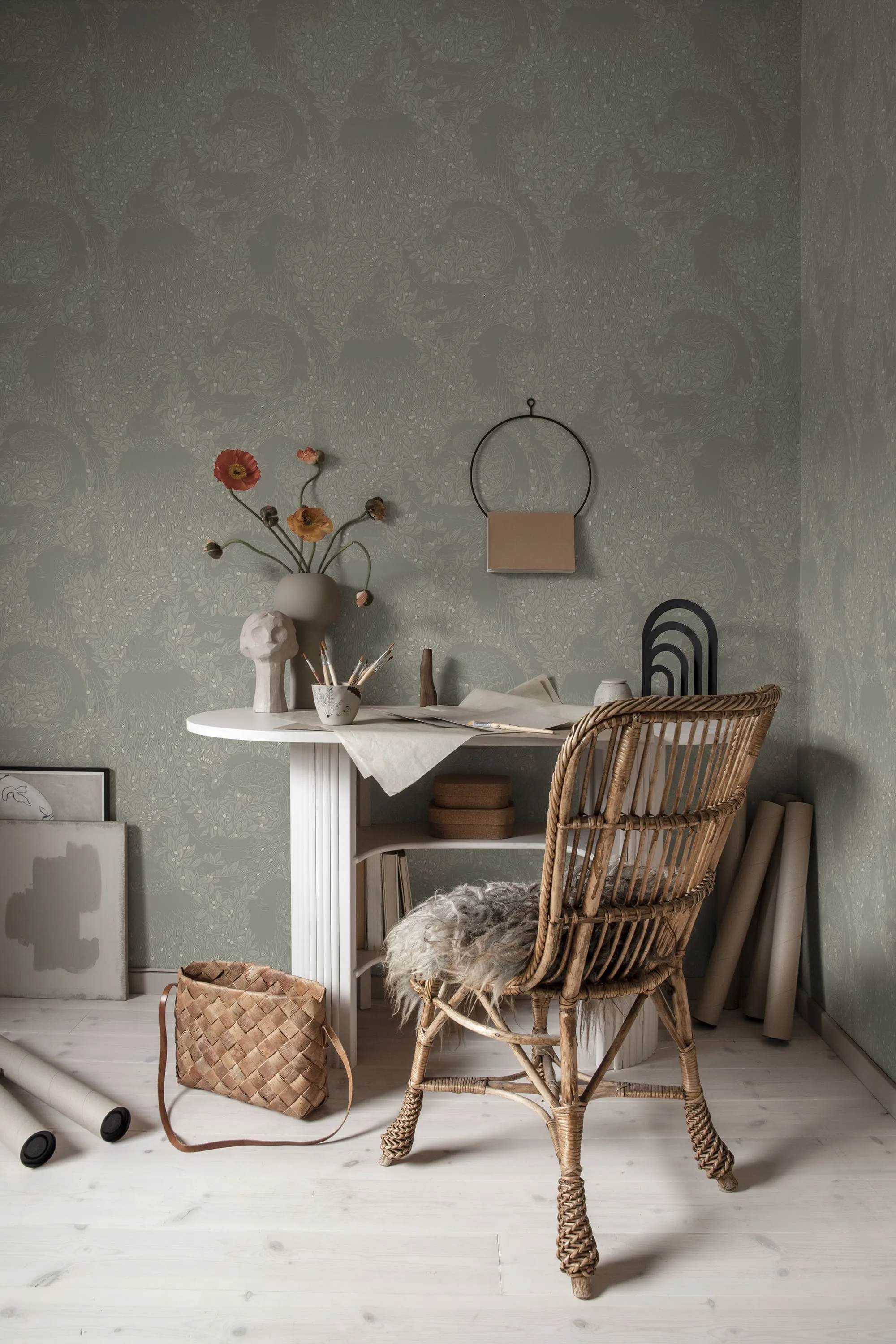 Sandberg Evelina in Sage Green wallpaper (S10127)