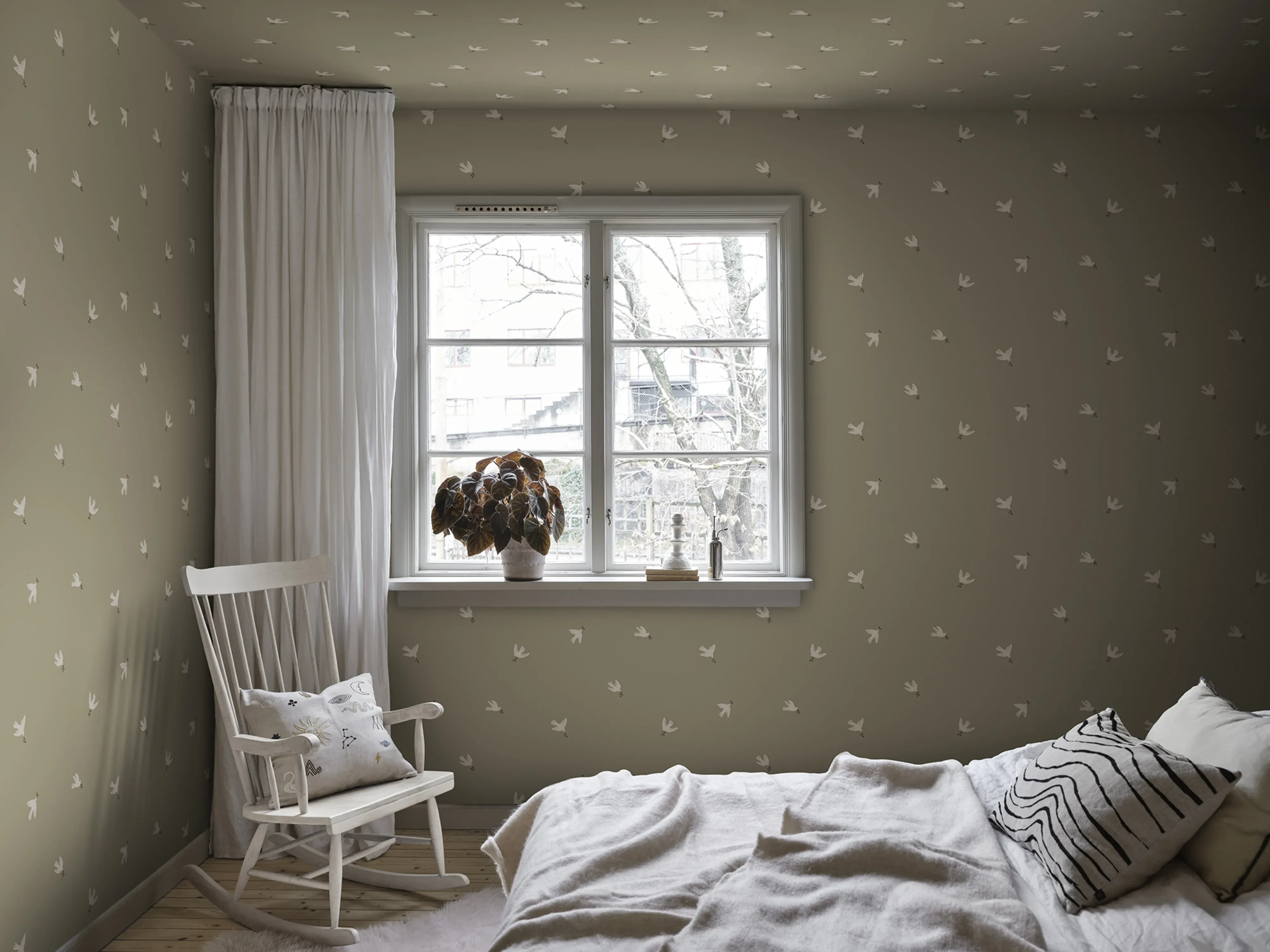 Sandberg Frida in Olive Green wallpaper (S10626)