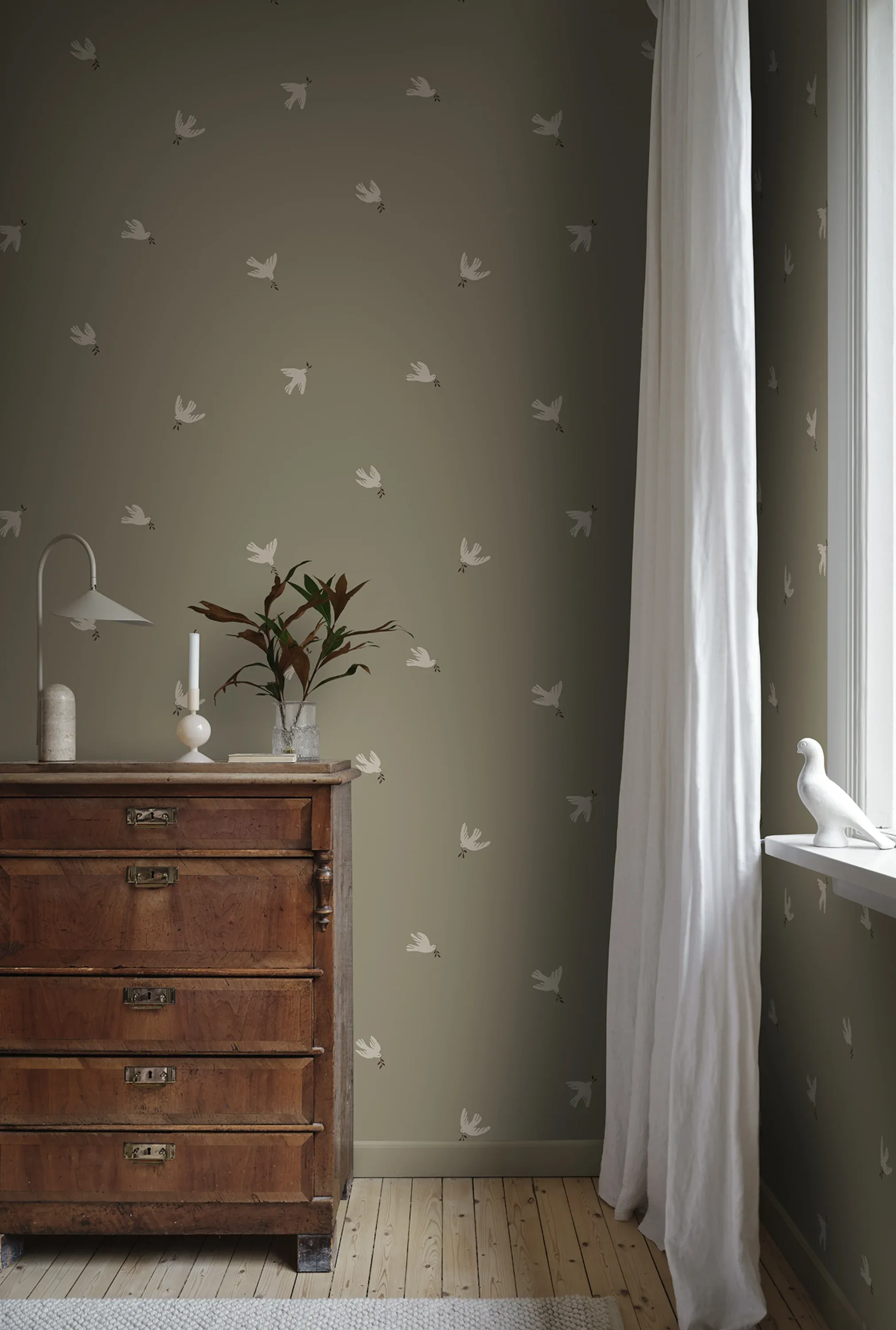 Sandberg Frida in Olive Green wallpaper (S10626)