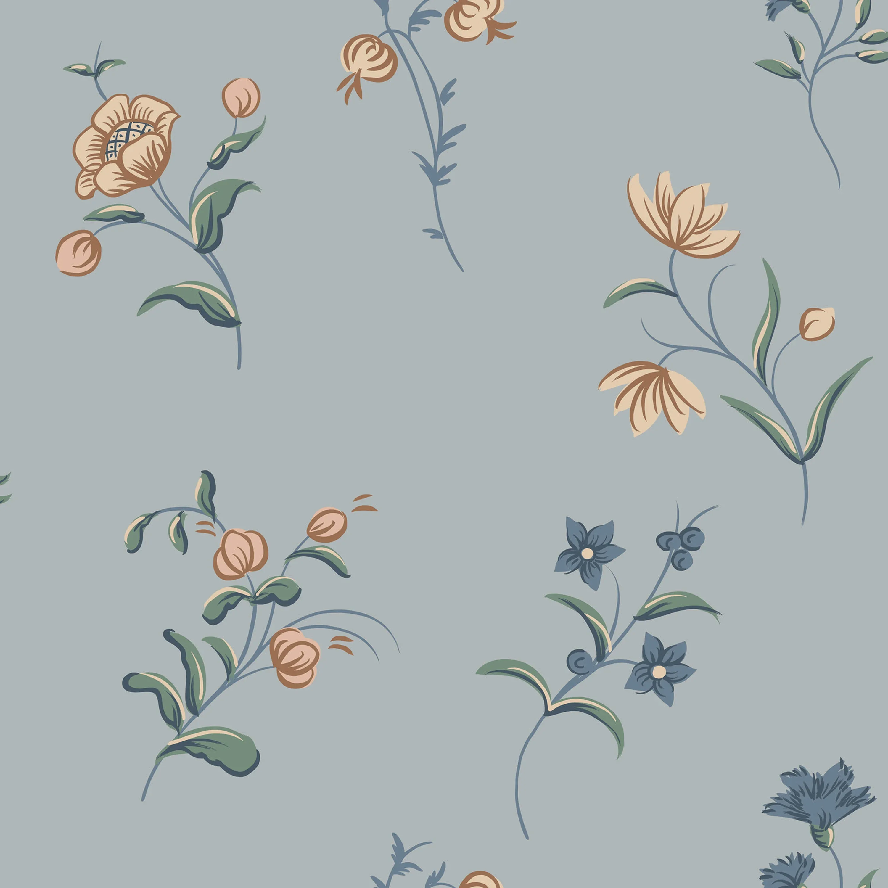 Sandberg Hanna in Misty Blue wallpaper (S10393)