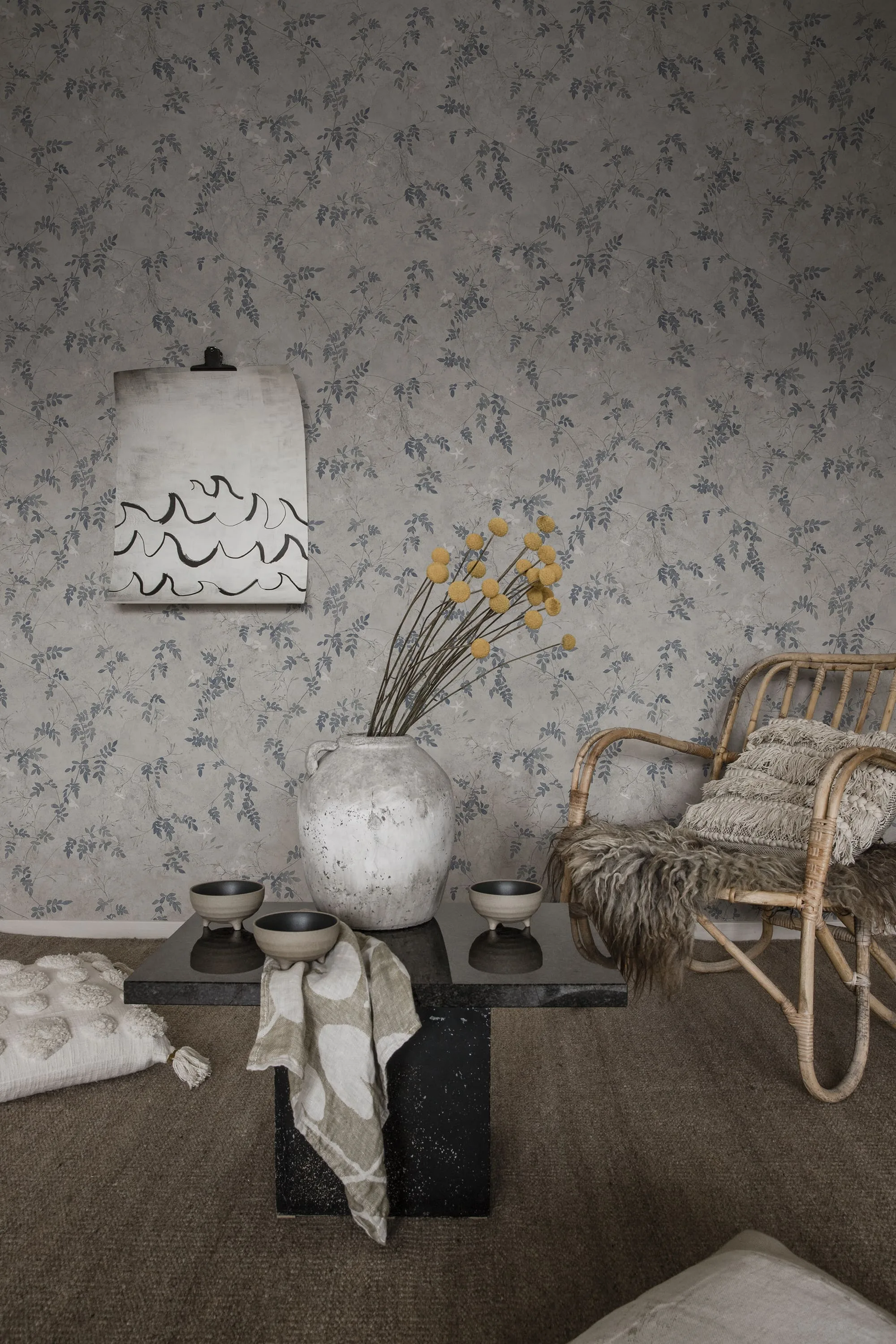 Sandberg Irene in Indigo Blue wallpaper (S10113)