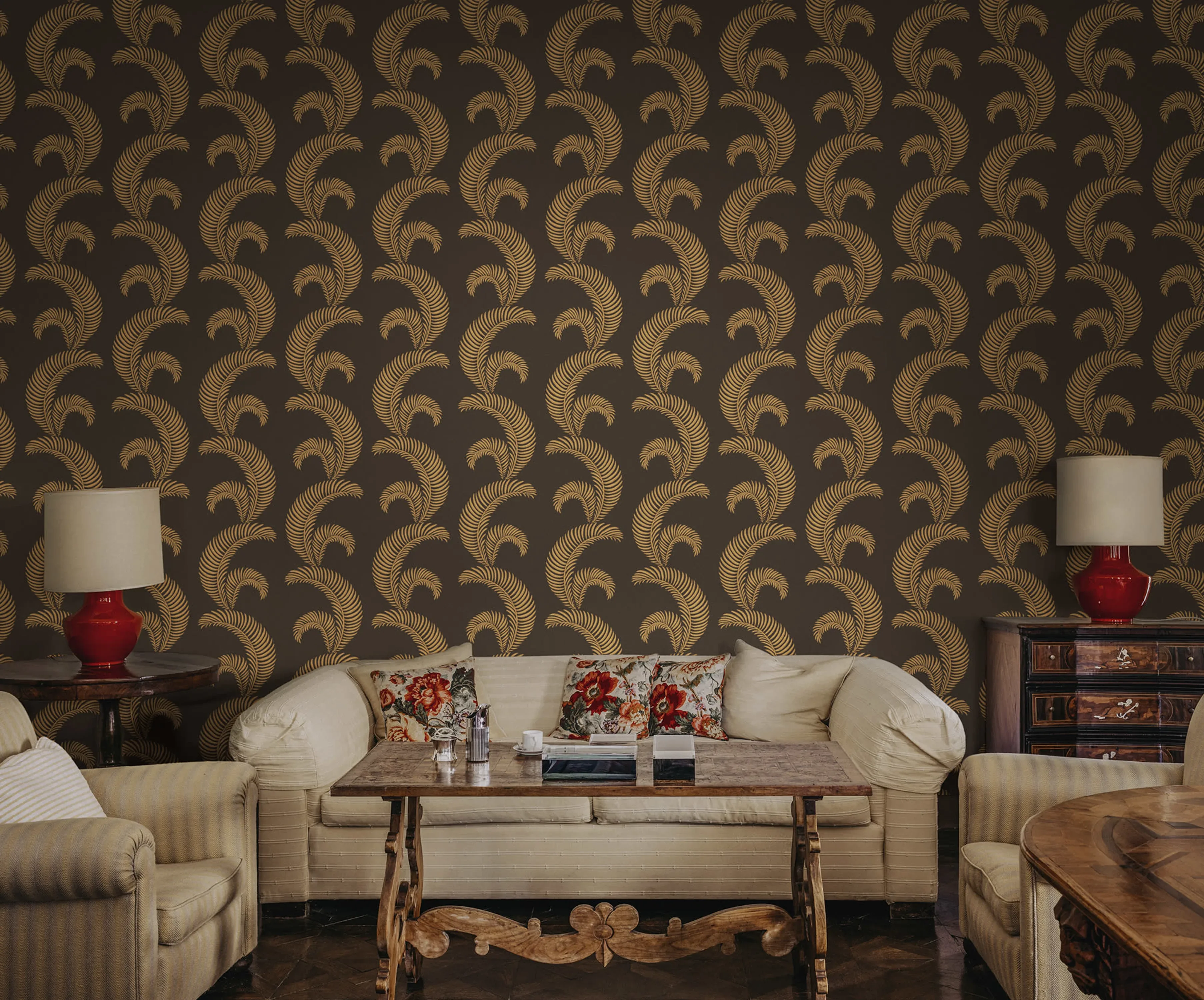 Sandberg Jasmine in Charcoal wallpaper (S10442)