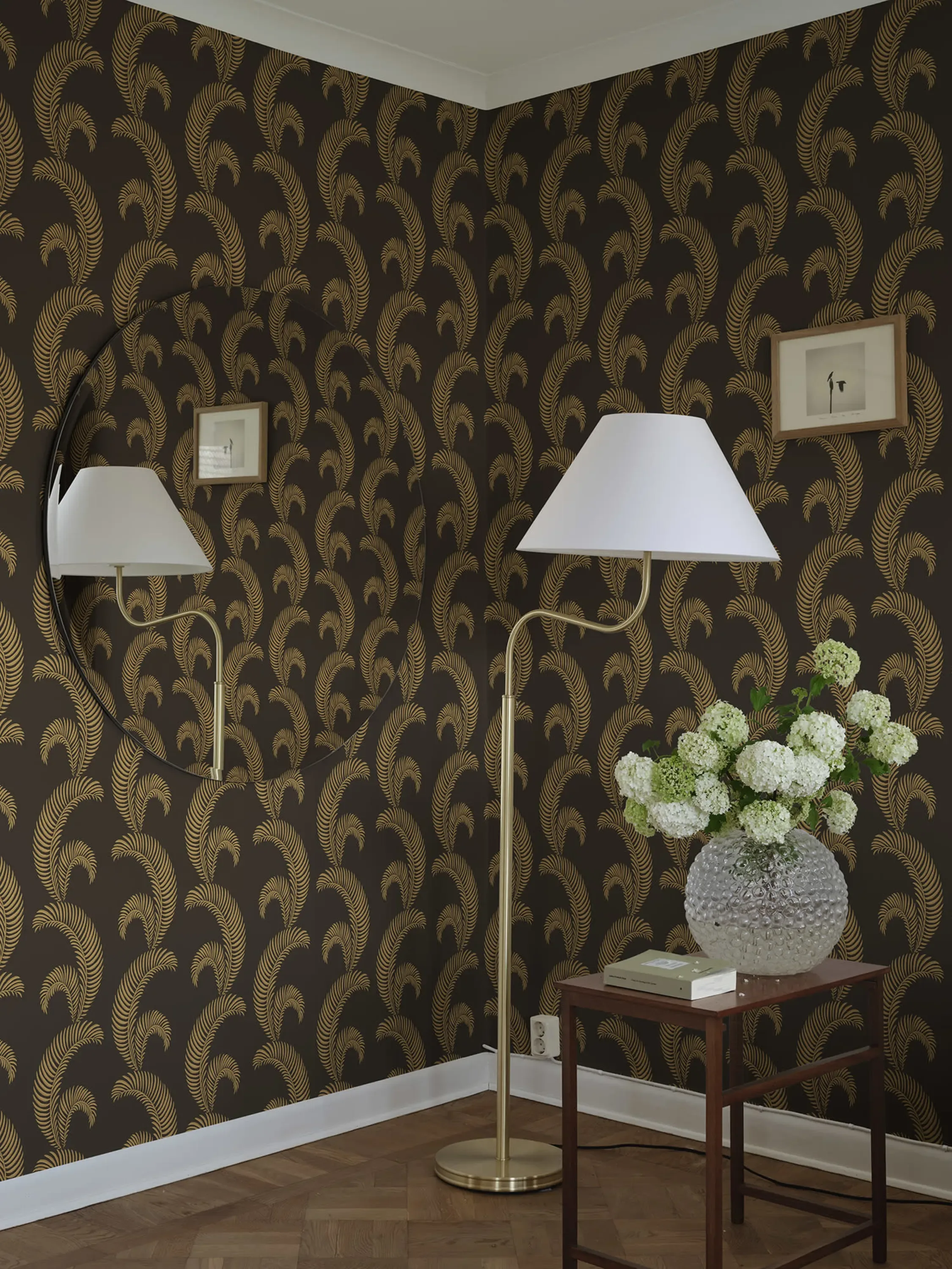 Sandberg Jasmine in Charcoal wallpaper (S10442)