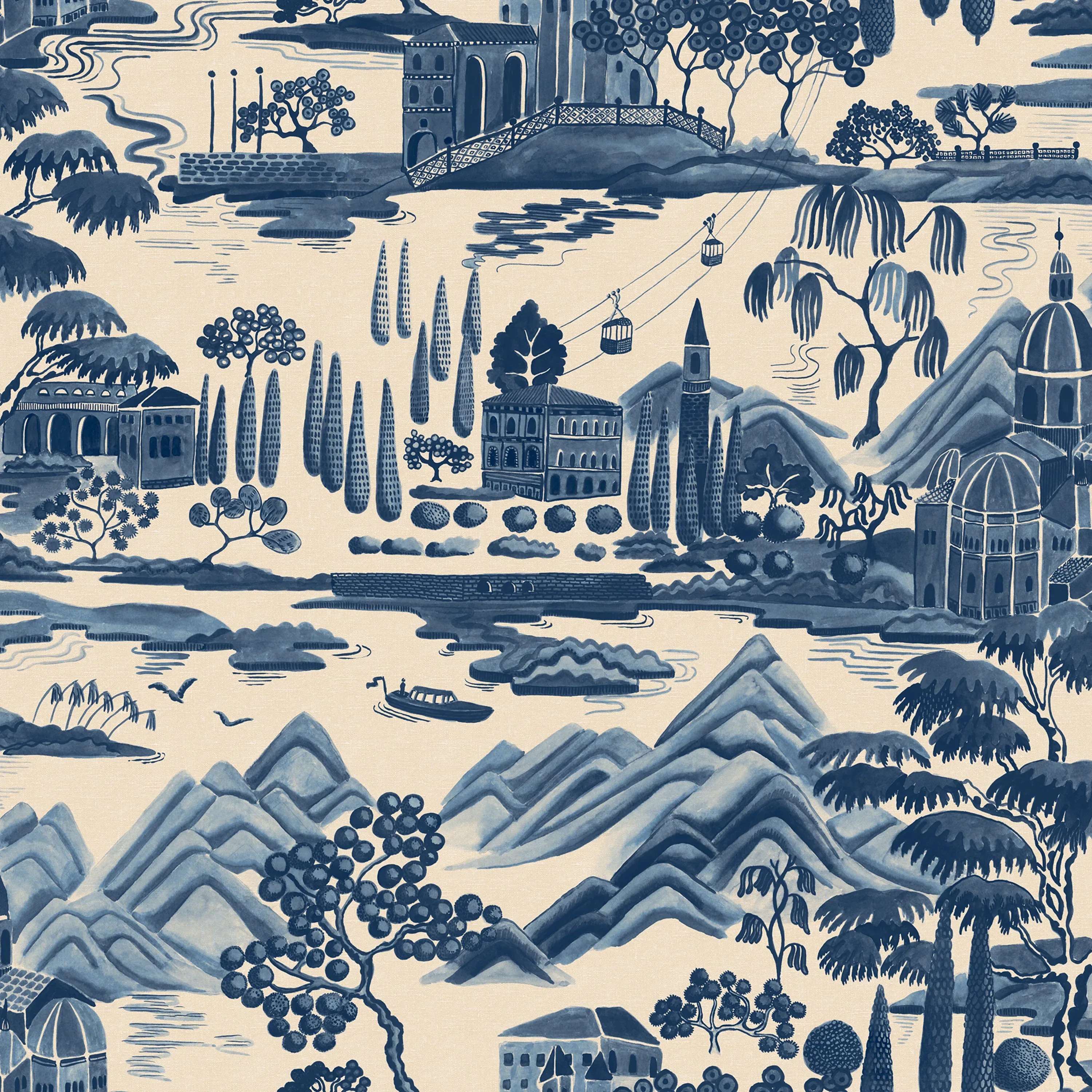 Sandberg Lake Como in Blue wallpaper (S10688)