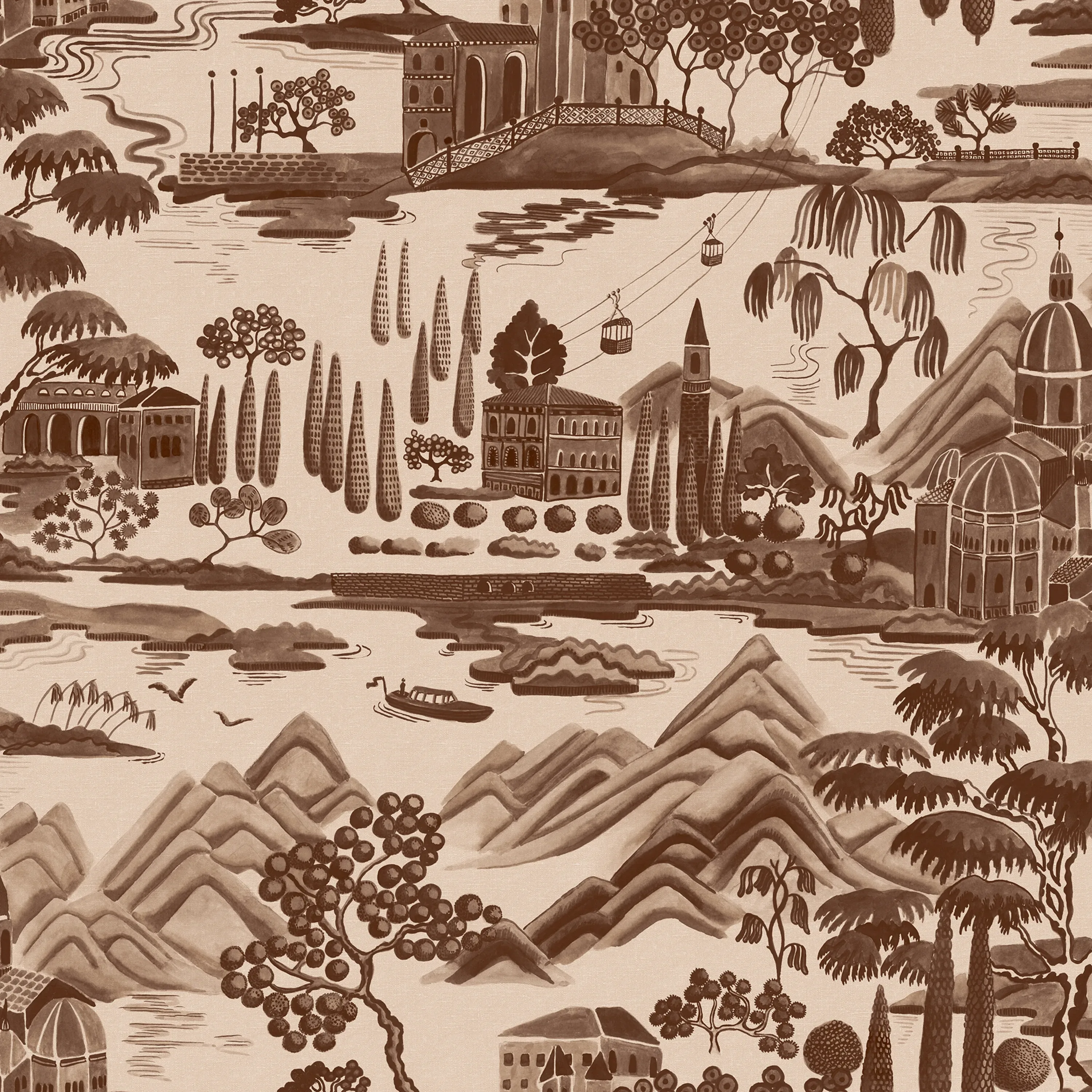 Sandberg Lake Como in Brown wallpaper (S10690)