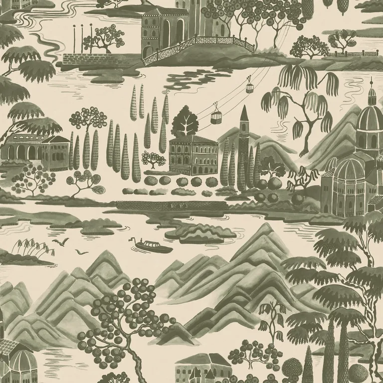Sandberg Lake Como in Forest Green wallpaper (S10689)
