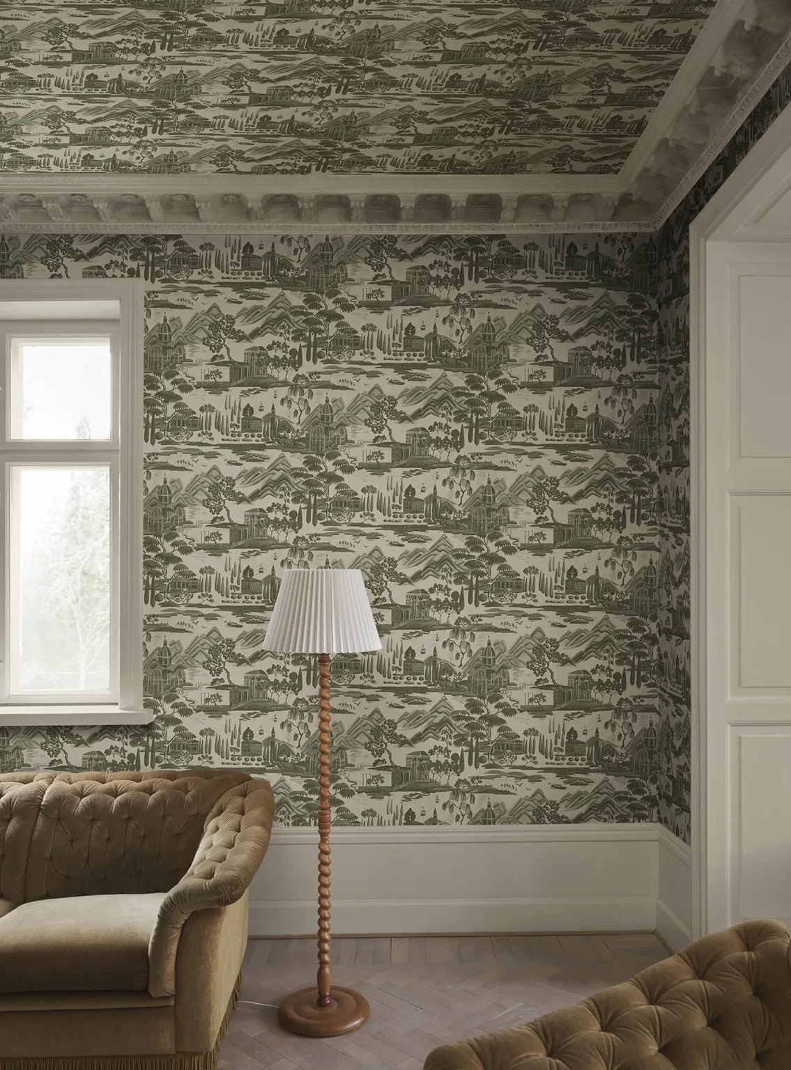 Sandberg Lake Como in Forest Green wallpaper (S10689)