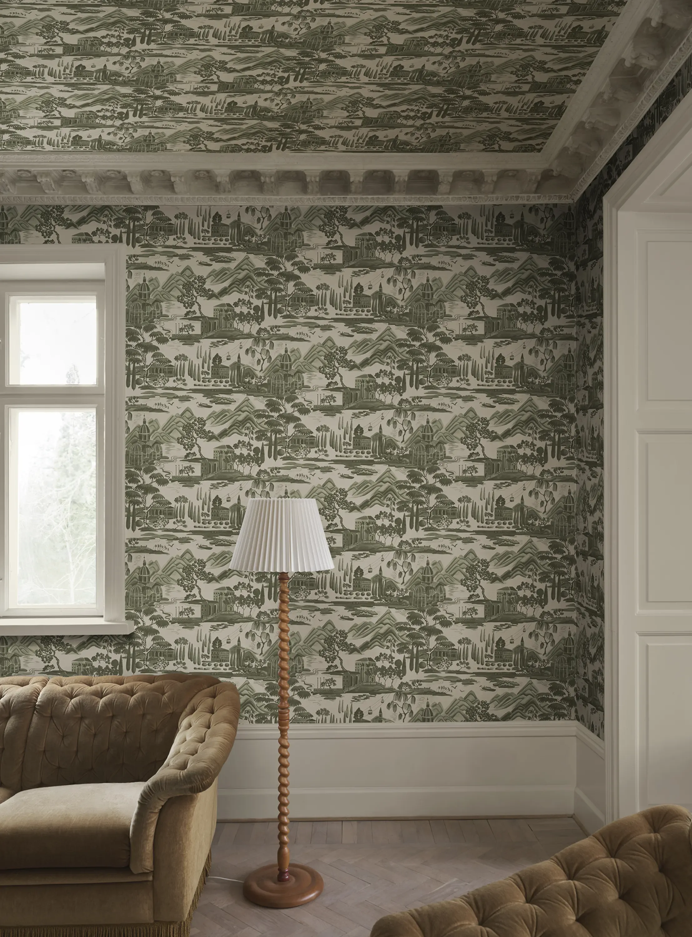 Sandberg Lake Como in Forest Green wallpaper (S10689)