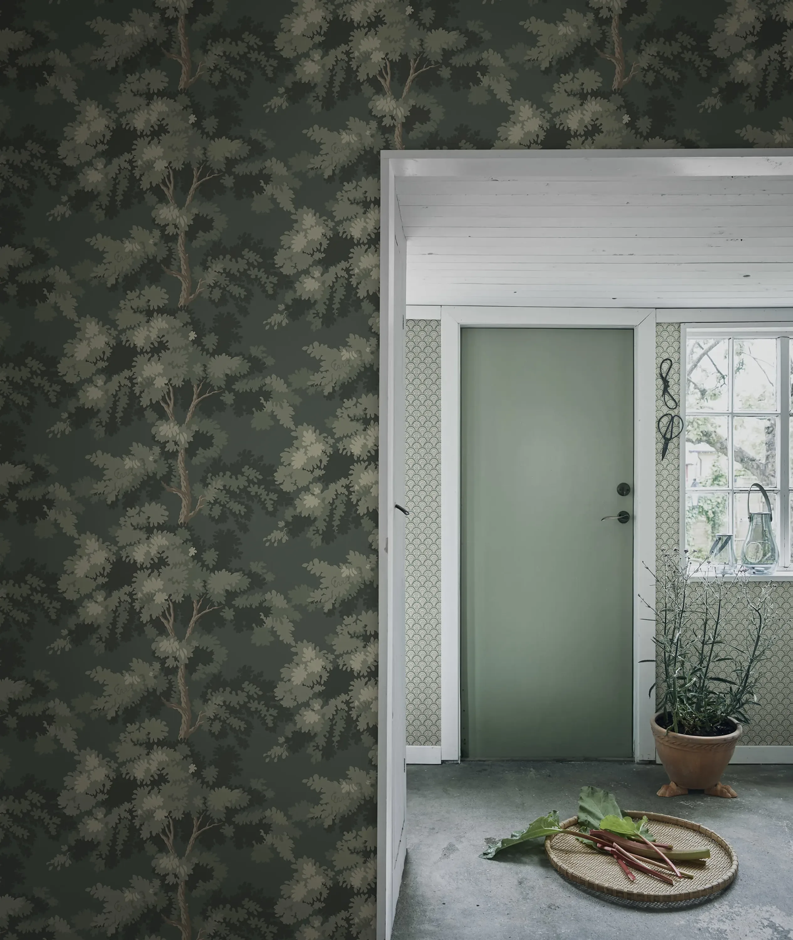 Sandberg Raphael in Moss Green wallpaper (S10238)