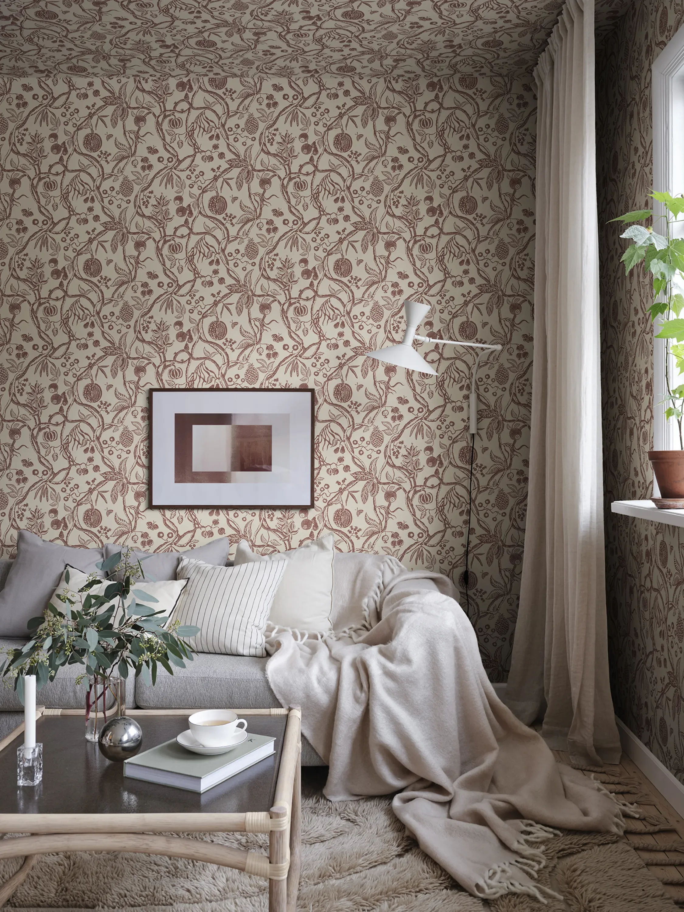 Sandberg Tree of Life in Burgundy wallpaper (S10614)