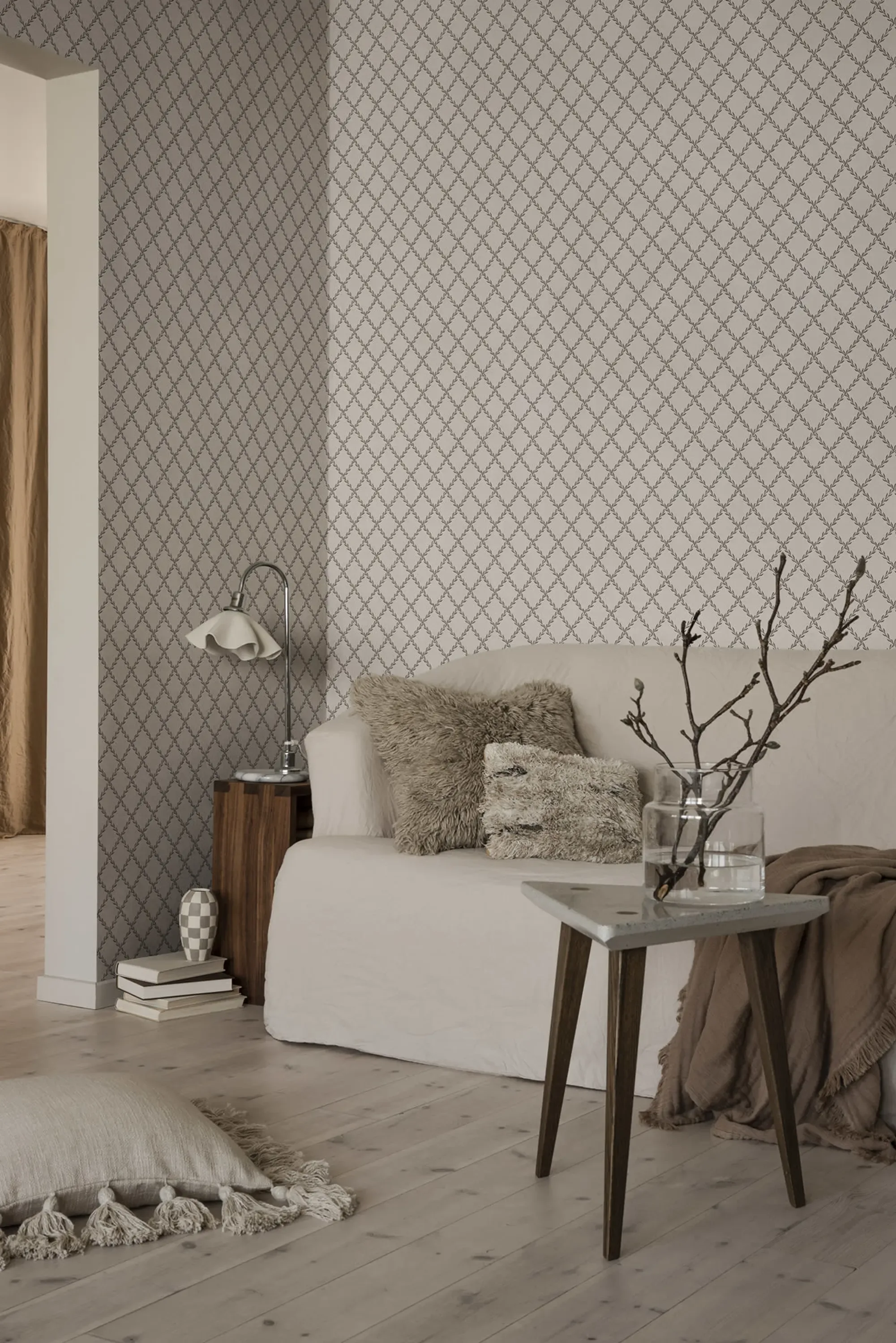 Sandberg Trellis in Graphite wallpaper (S10306)