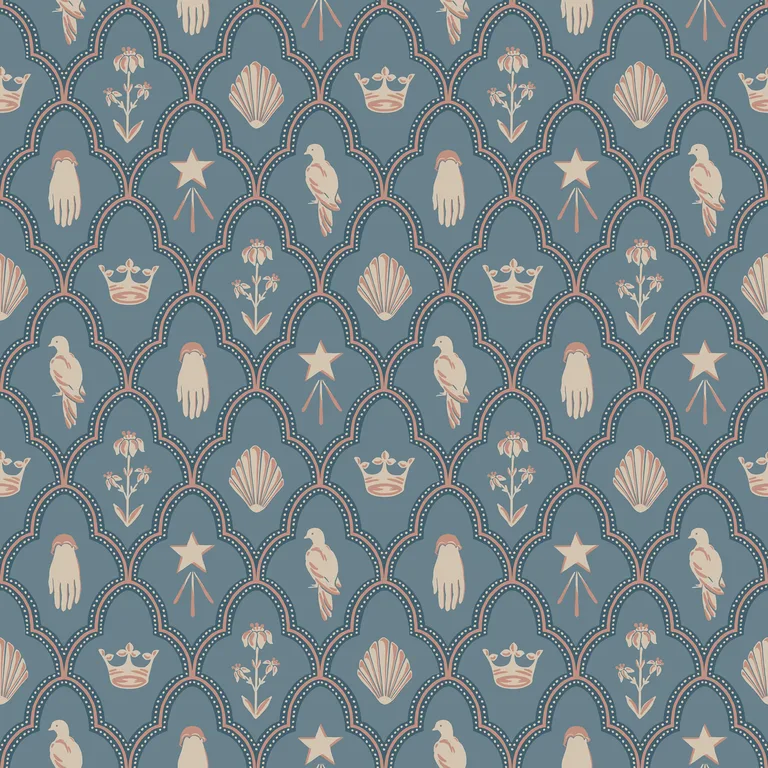 Sandberg Turtledove Barn in Indigo Blue wallpaper (S10272)
