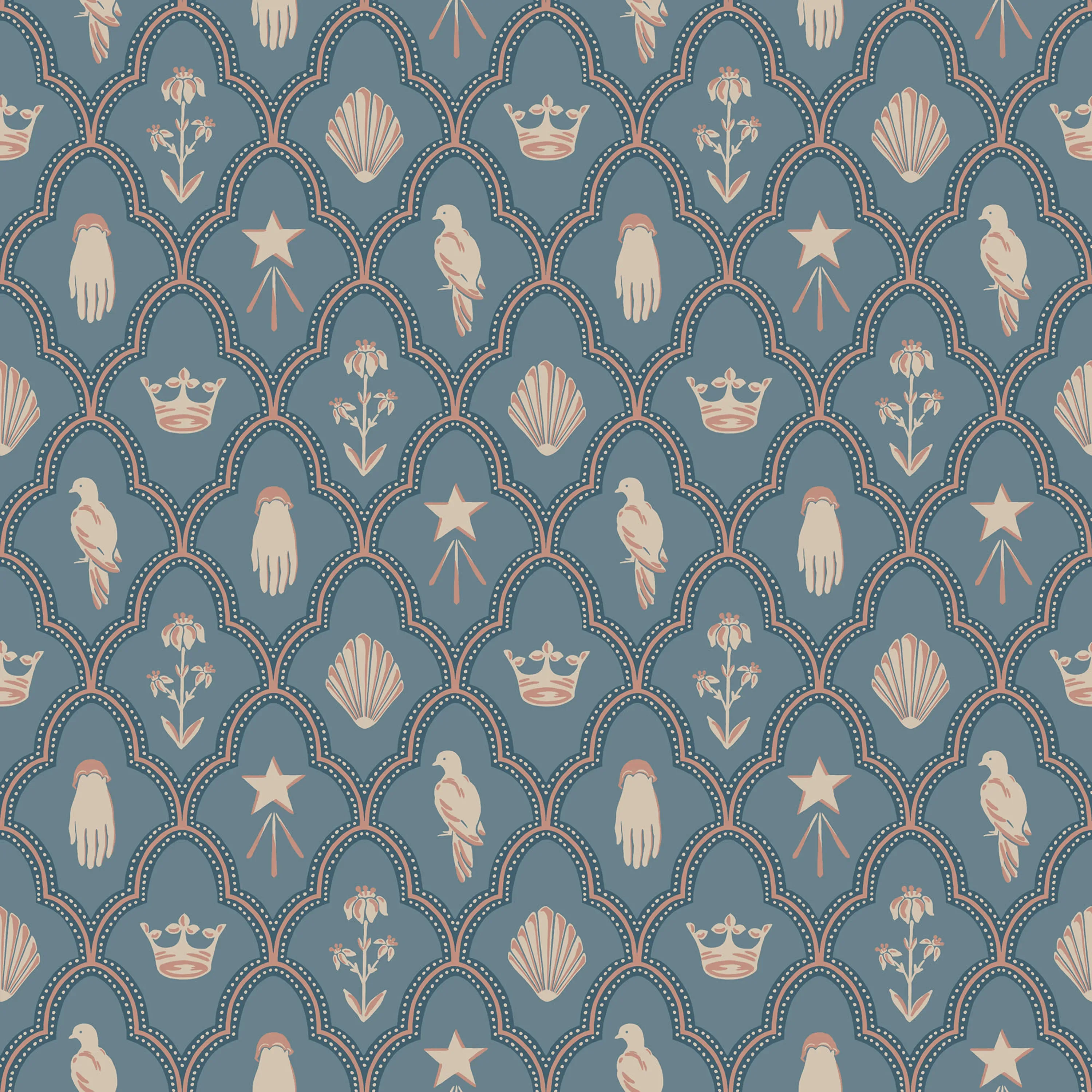 Sandberg Turtledove Barn in Indigo Blue wallpaper (S10272)