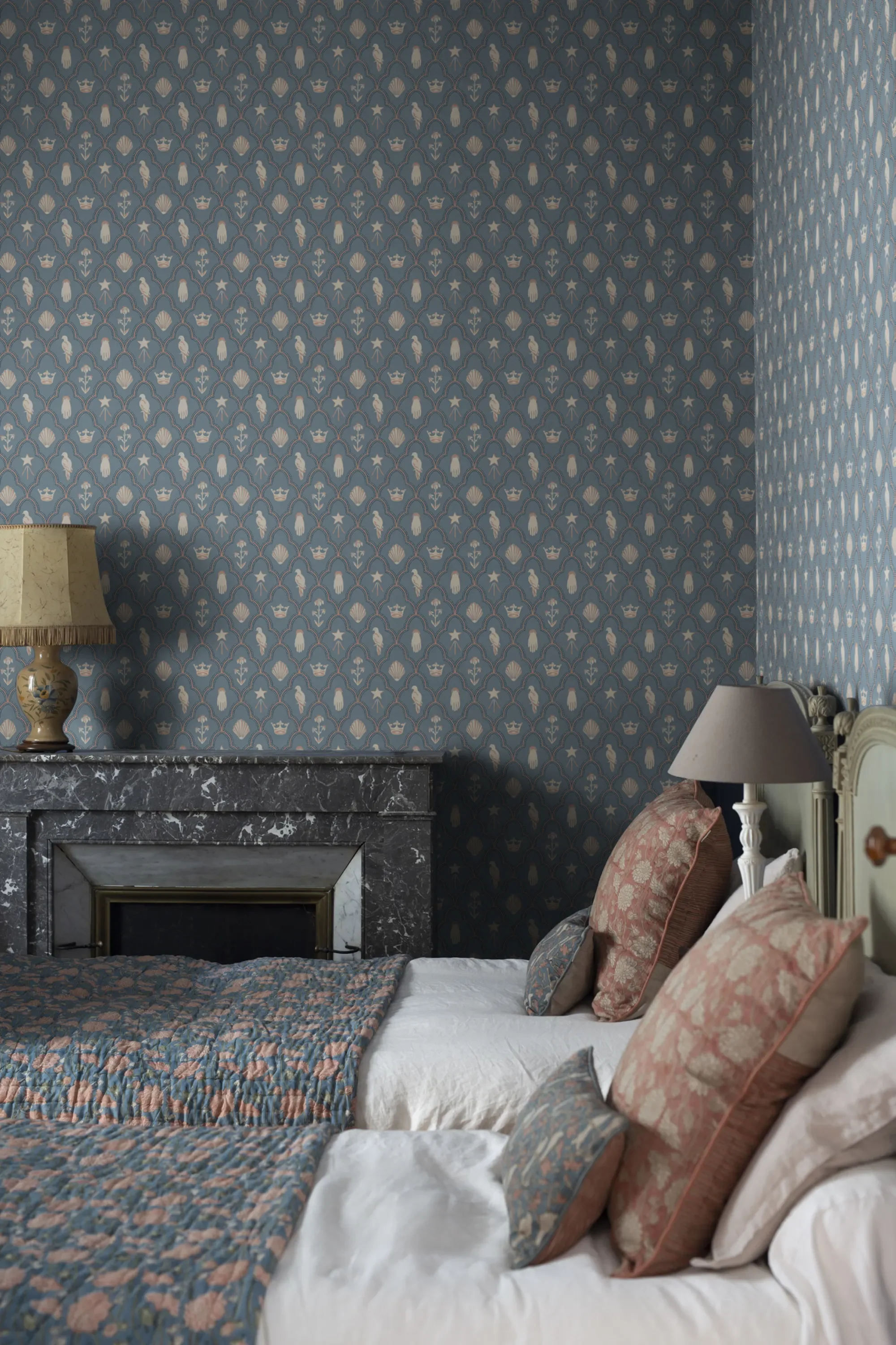 Sandberg Turtledove Barn in Indigo Blue wallpaper (S10272)
