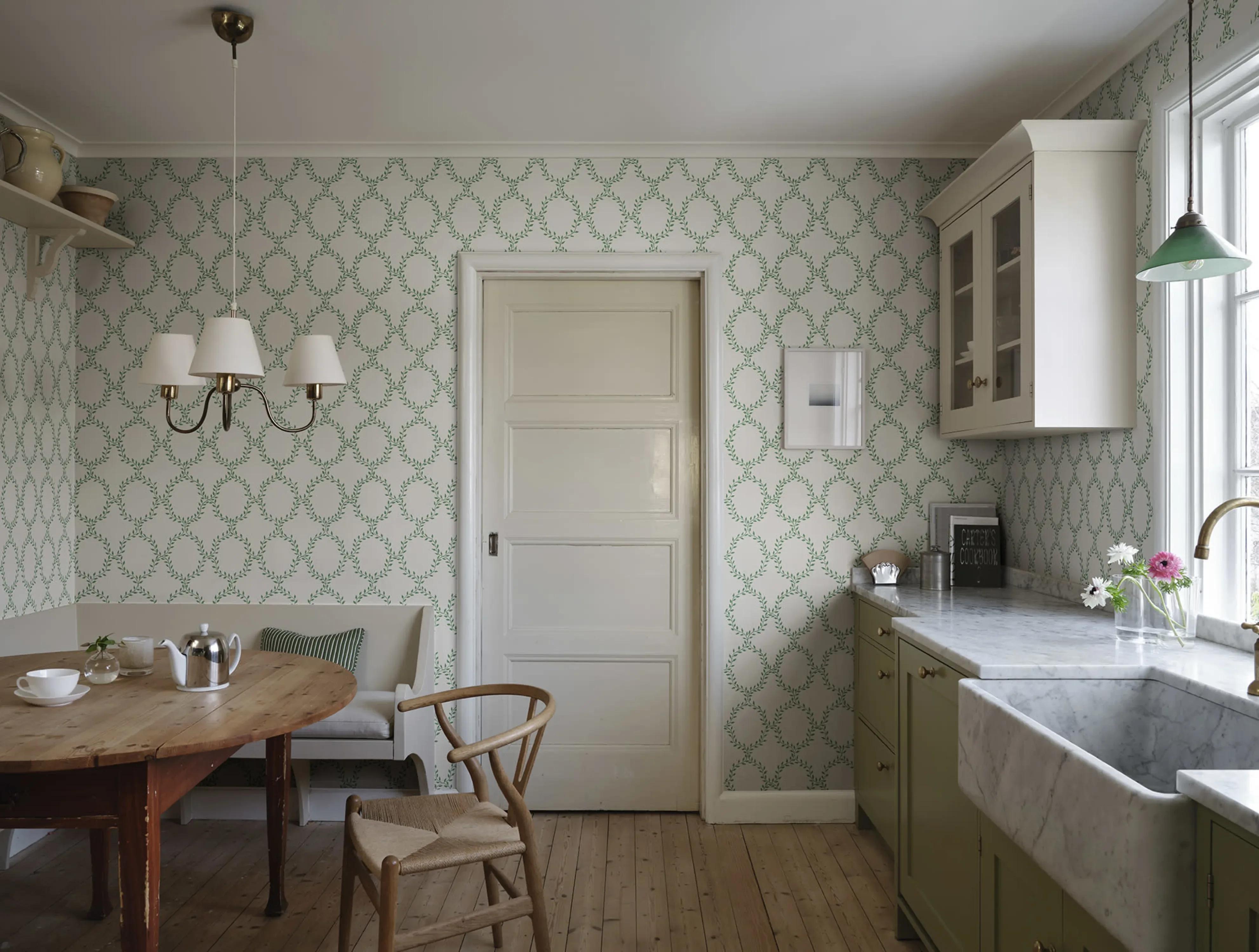 Sandberg Wilma in Green wallpaper (S10389)