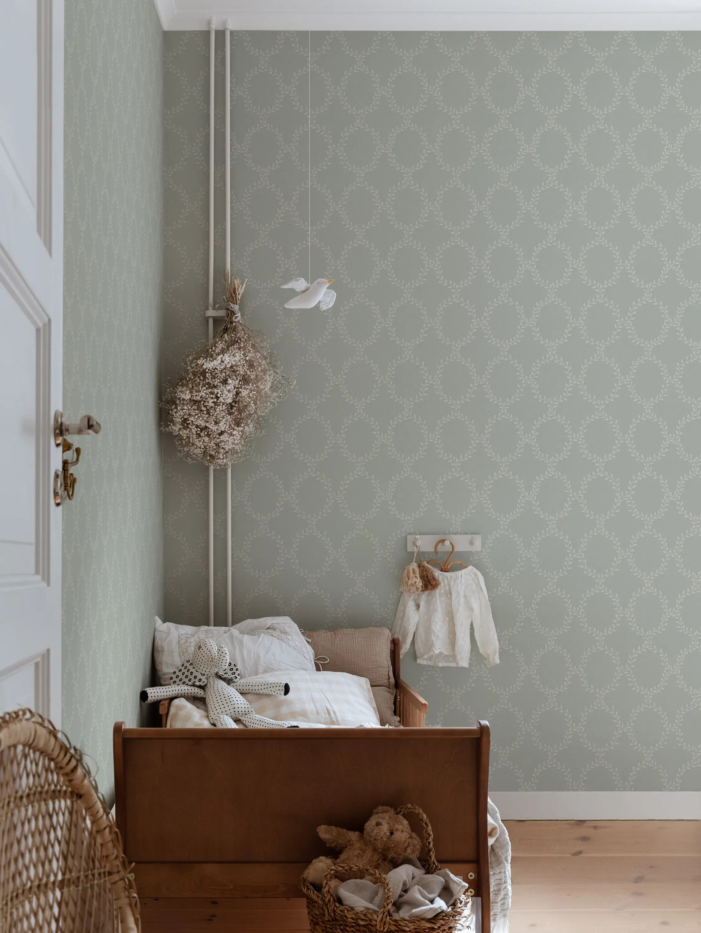 Sandberg Wilma in Sage Green wallpaper (S10201)