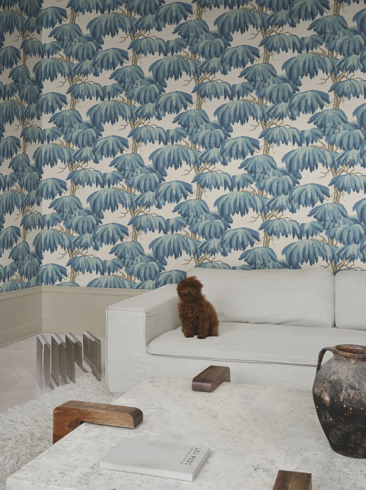 Alba wallpaper in Teal color