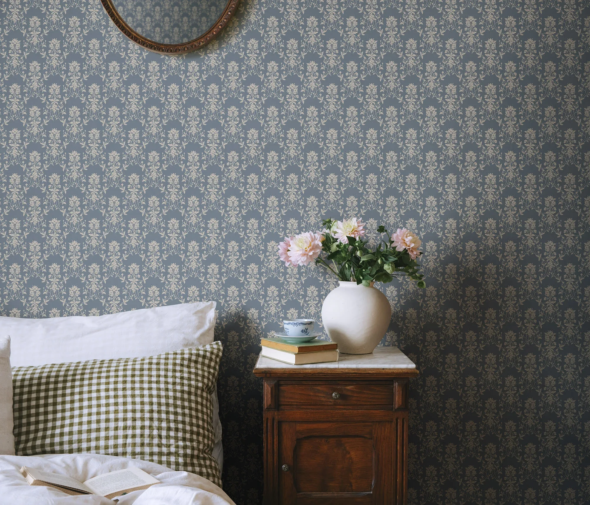 Alva wallpaper in Indigo Blue color