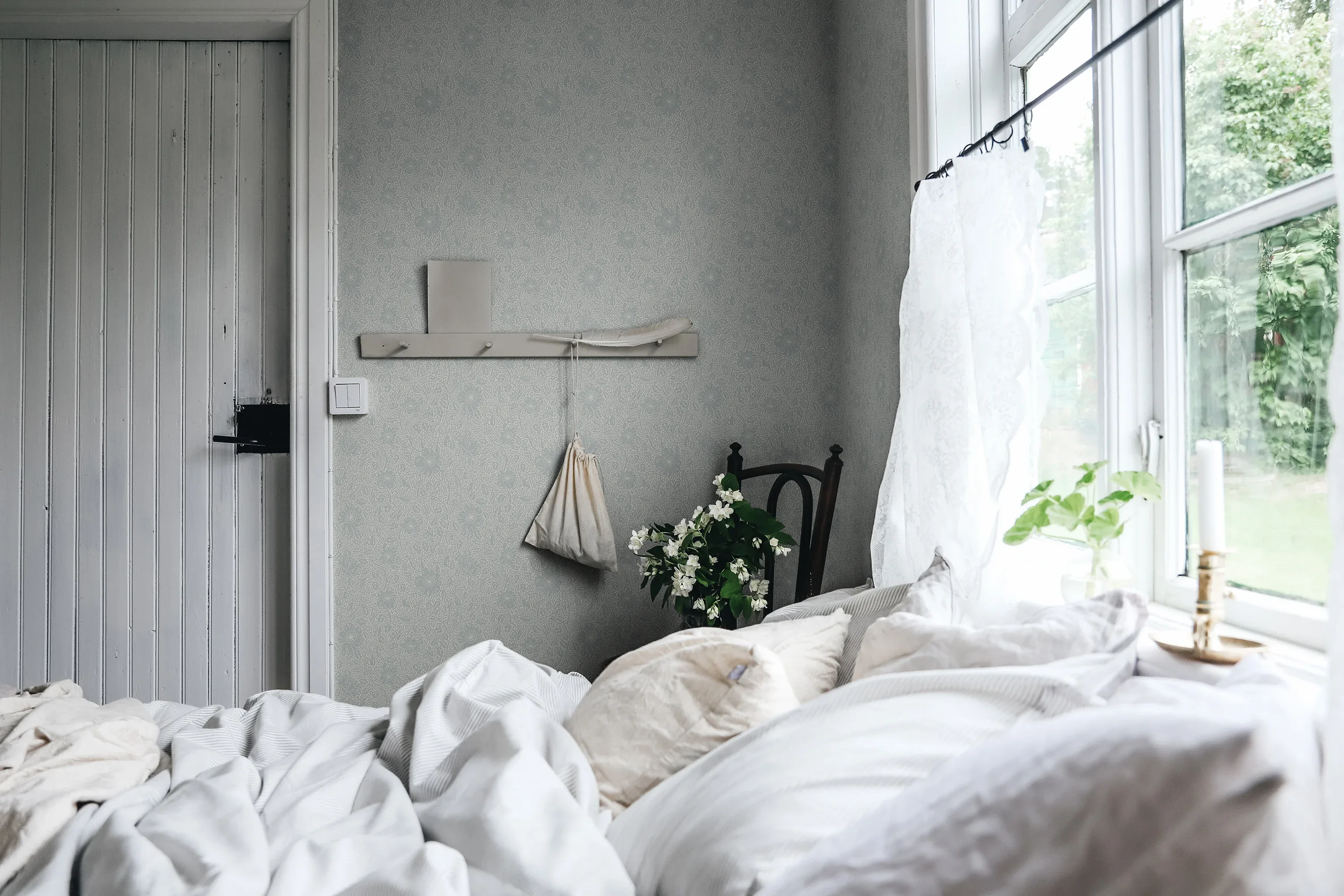 Anton wallpaper in Misty Blue color