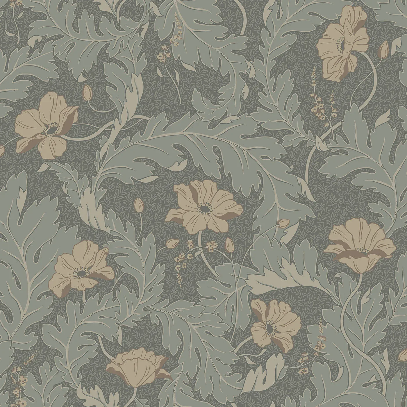 Charlotta forest green wallpaper in color