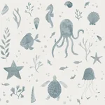 Della wallpaper in Ocean Blue color