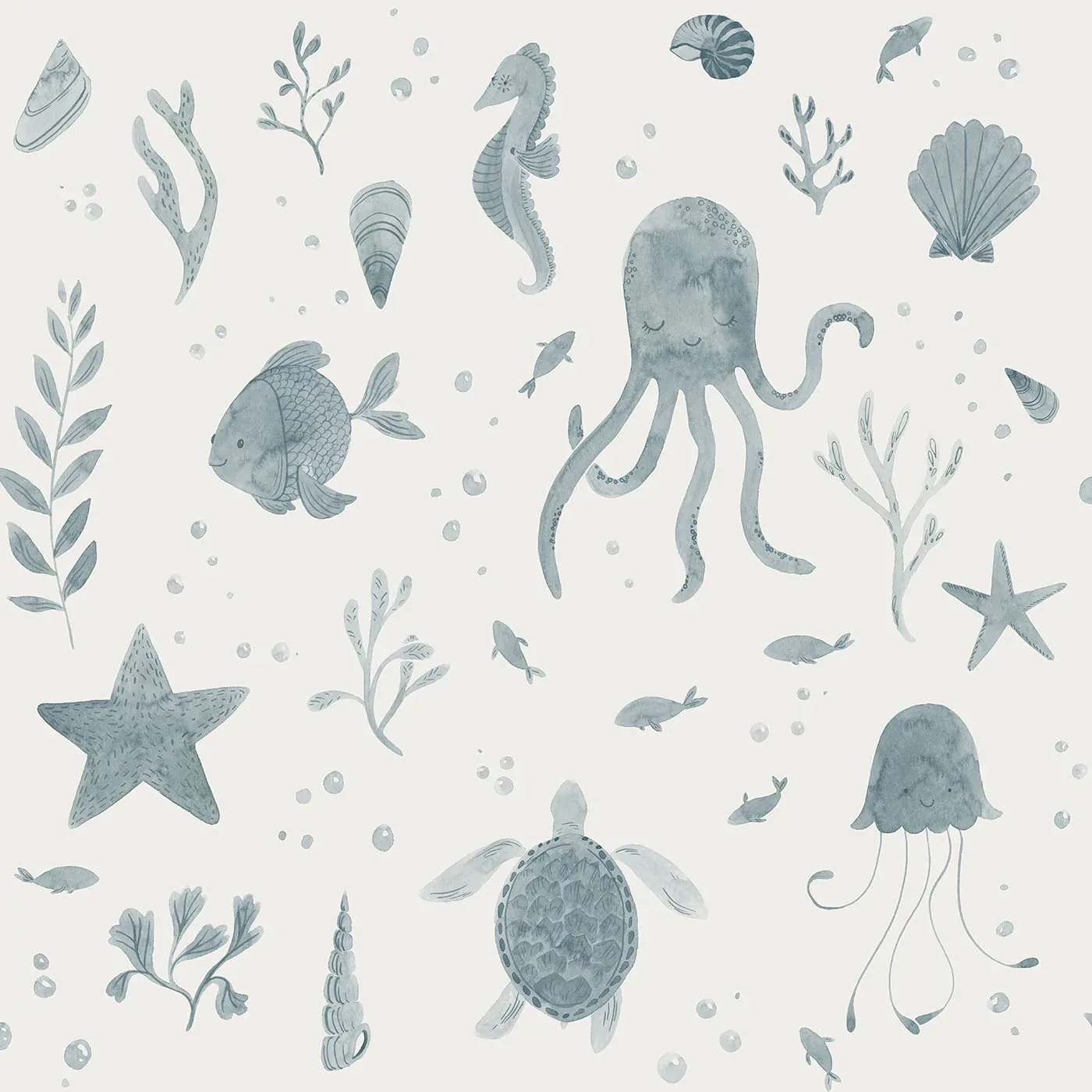 Della wallpaper in Ocean Blue color