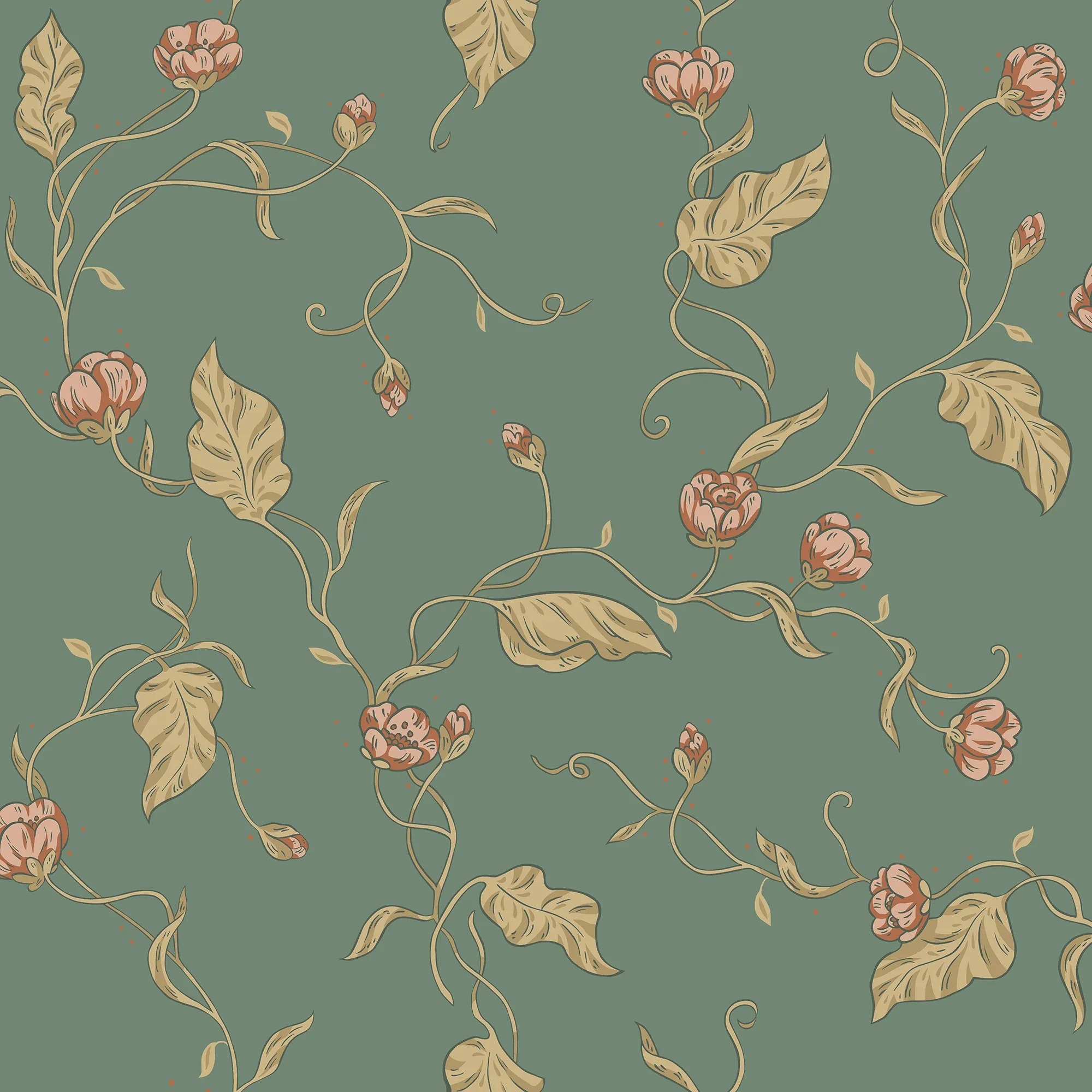 Elmire wallpaper in Emerald color