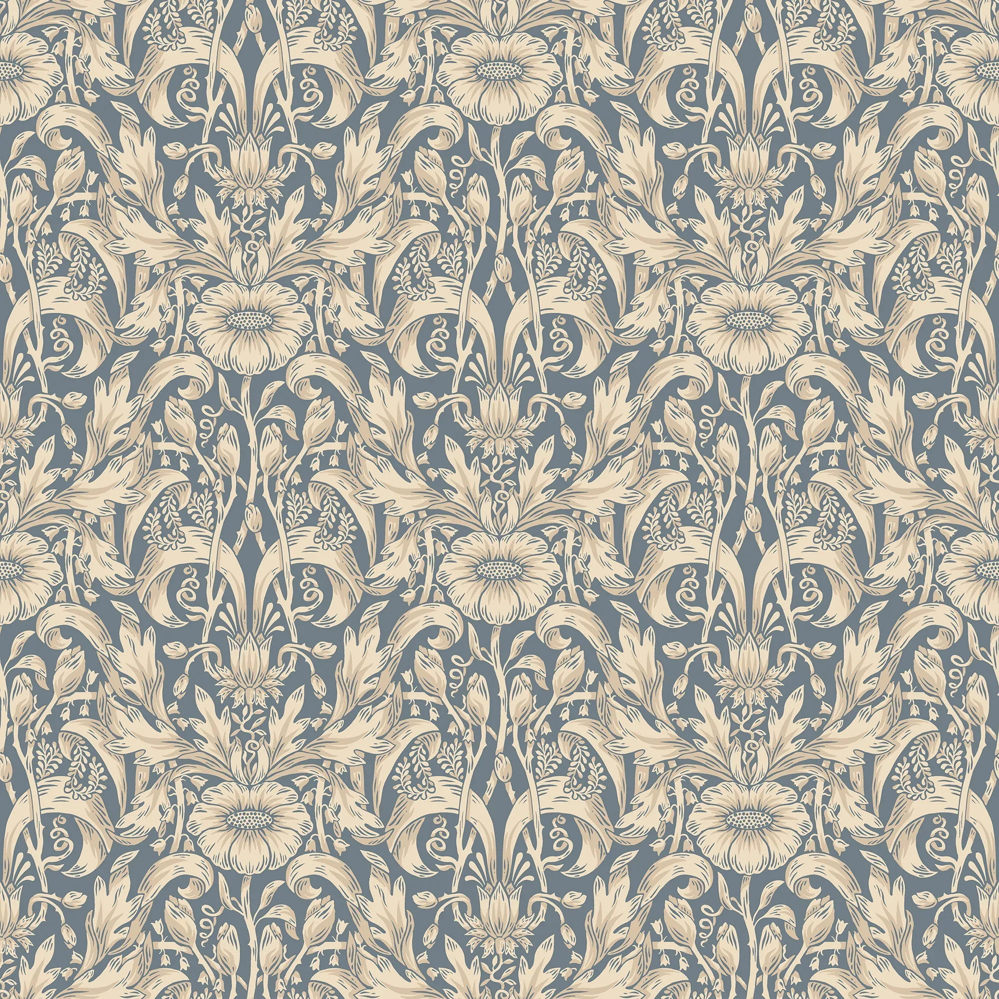 Emil wallpaper in Indigo Blue color
