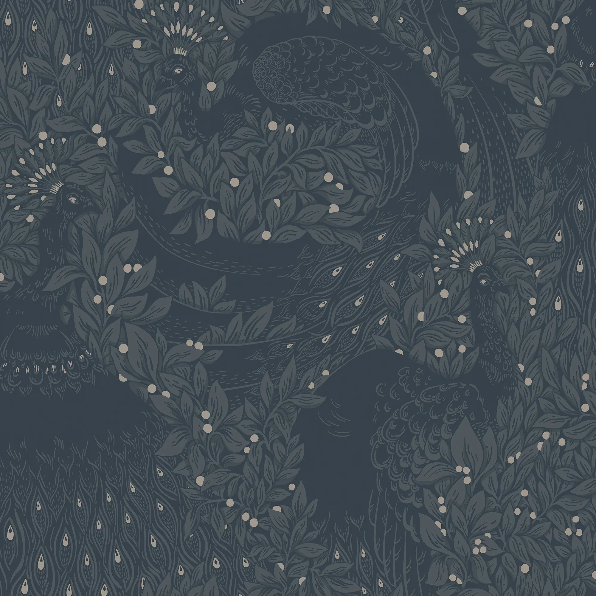 Evelina indigo blue wallpaper in color