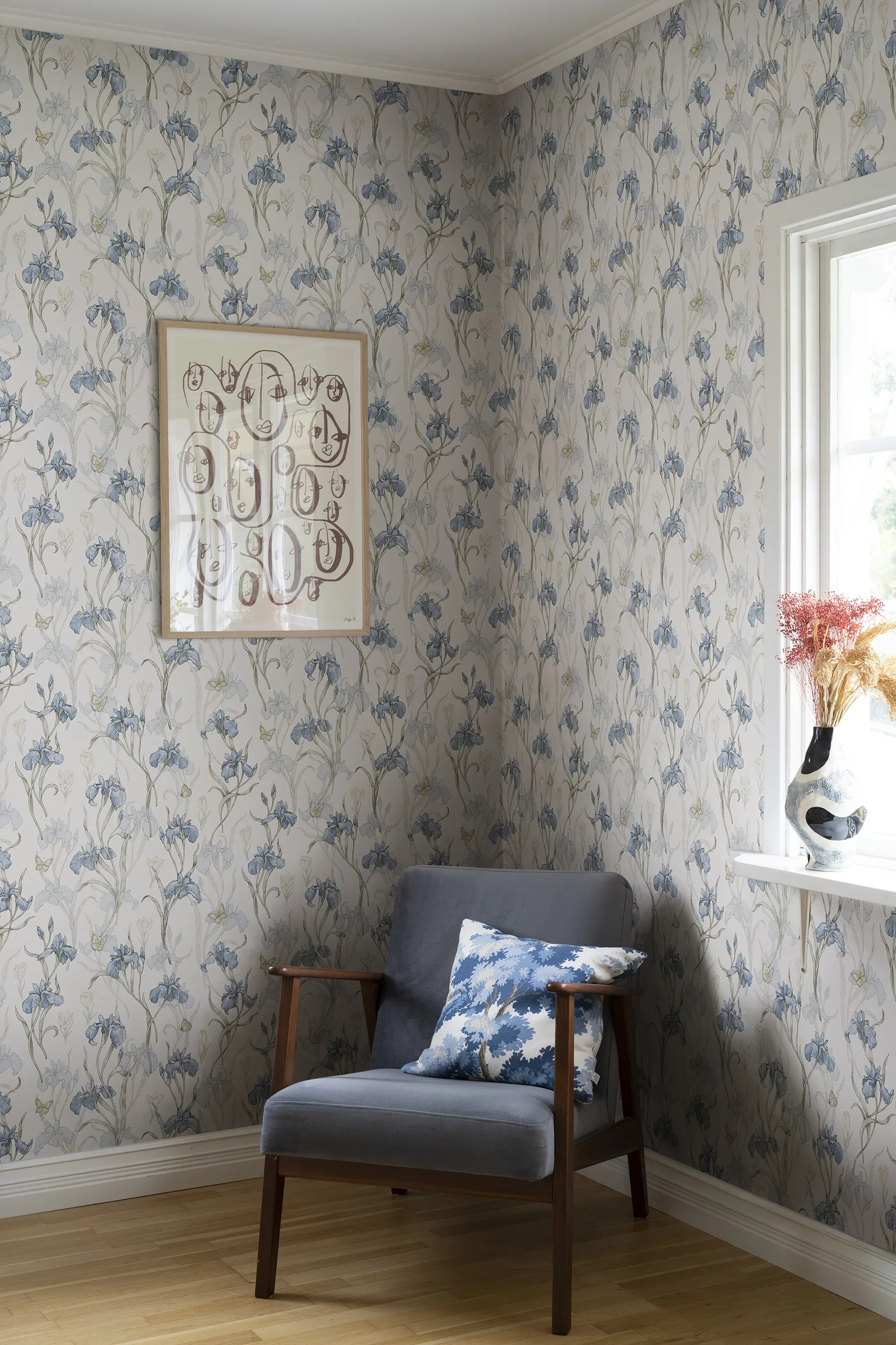 Iris wallpaper in Sky Blue color