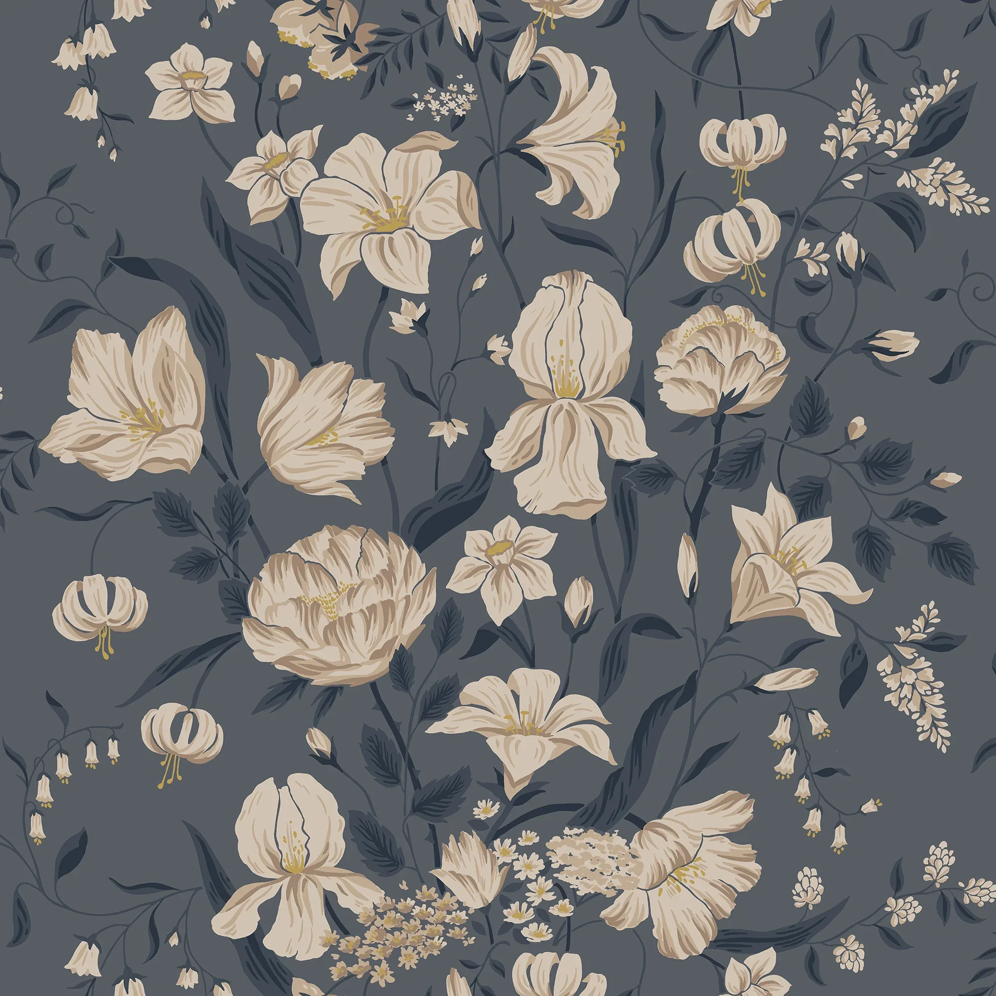 Karins bukett wallpaper in Indigo color
